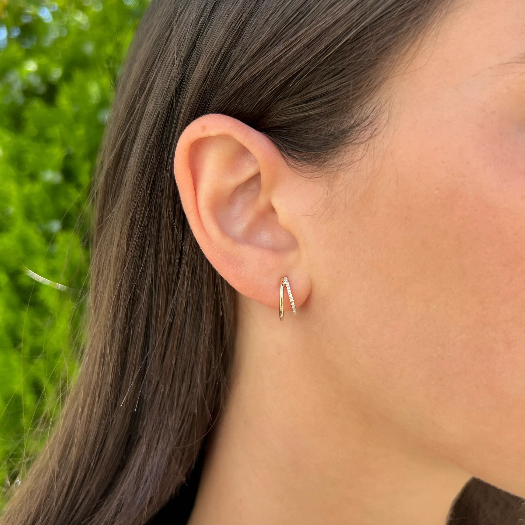 14K GOLD DIAMOND SAVANNAH STUD CUFF EARRINGS - Image 2
