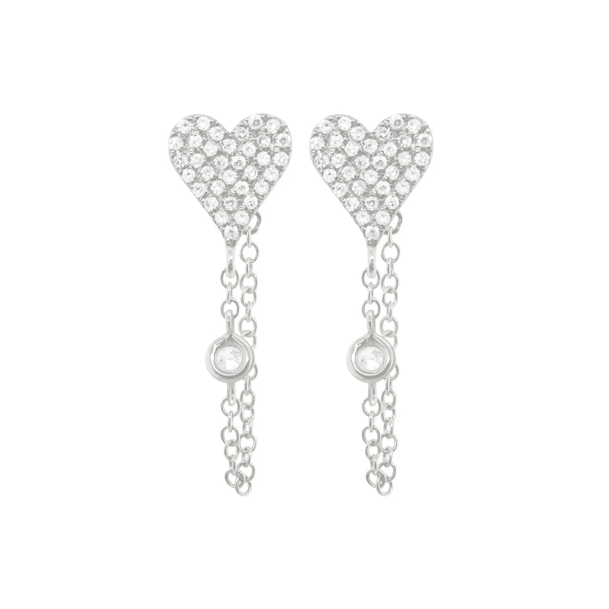 14K GOLD DIAMOND SHAINA HEART EARRINGS - Image 3