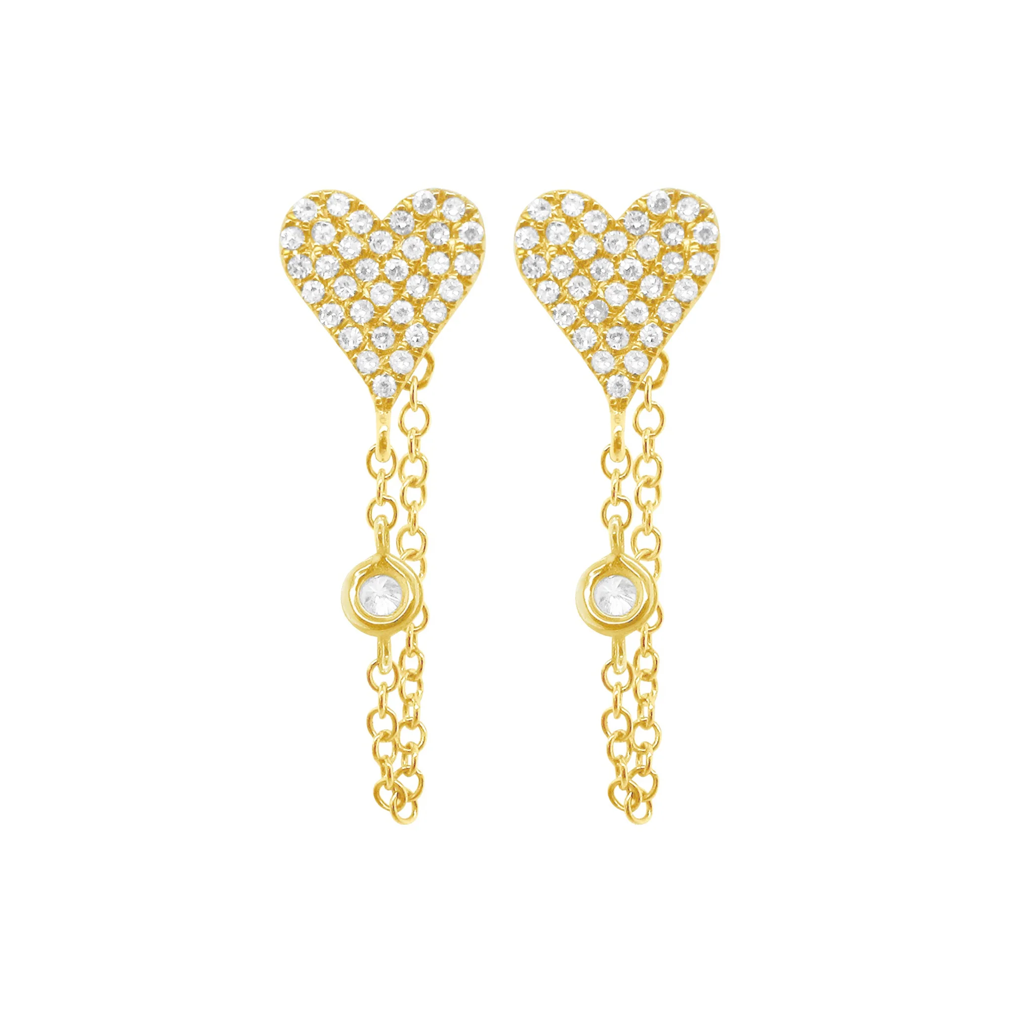14K GOLD DIAMOND SHAINA HEART EARRINGS - Image 4