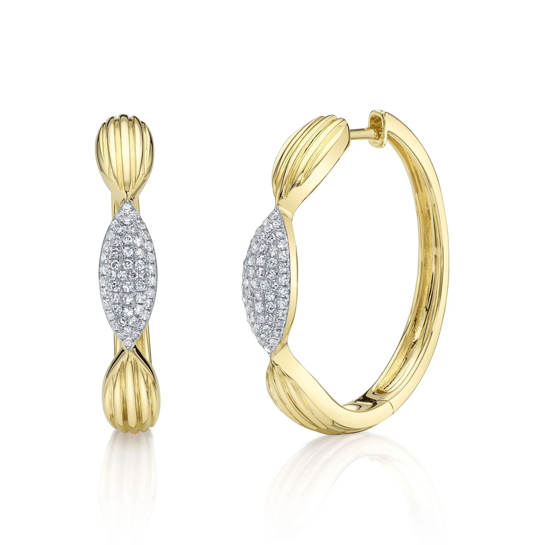 14K GOLD DIAMOND SHAY HOOPS