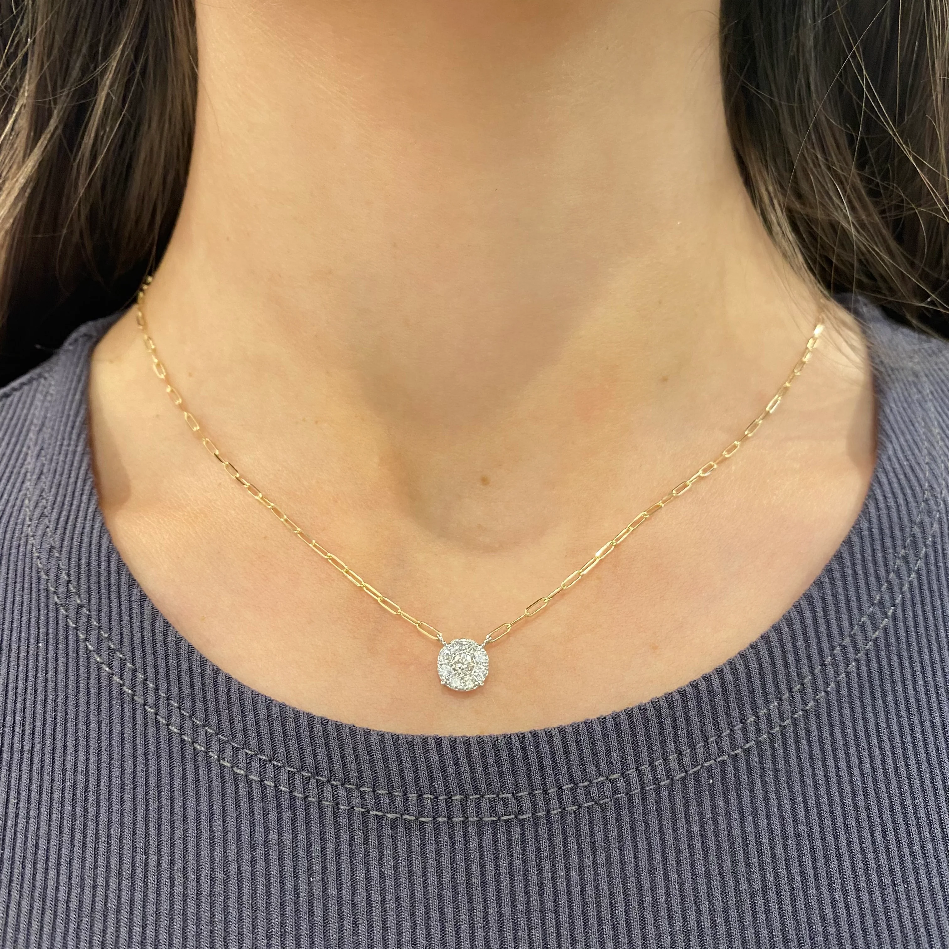 14K GOLD DIAMOND SMALL BELLA PAPERCLIP NECKLACE - Image 5