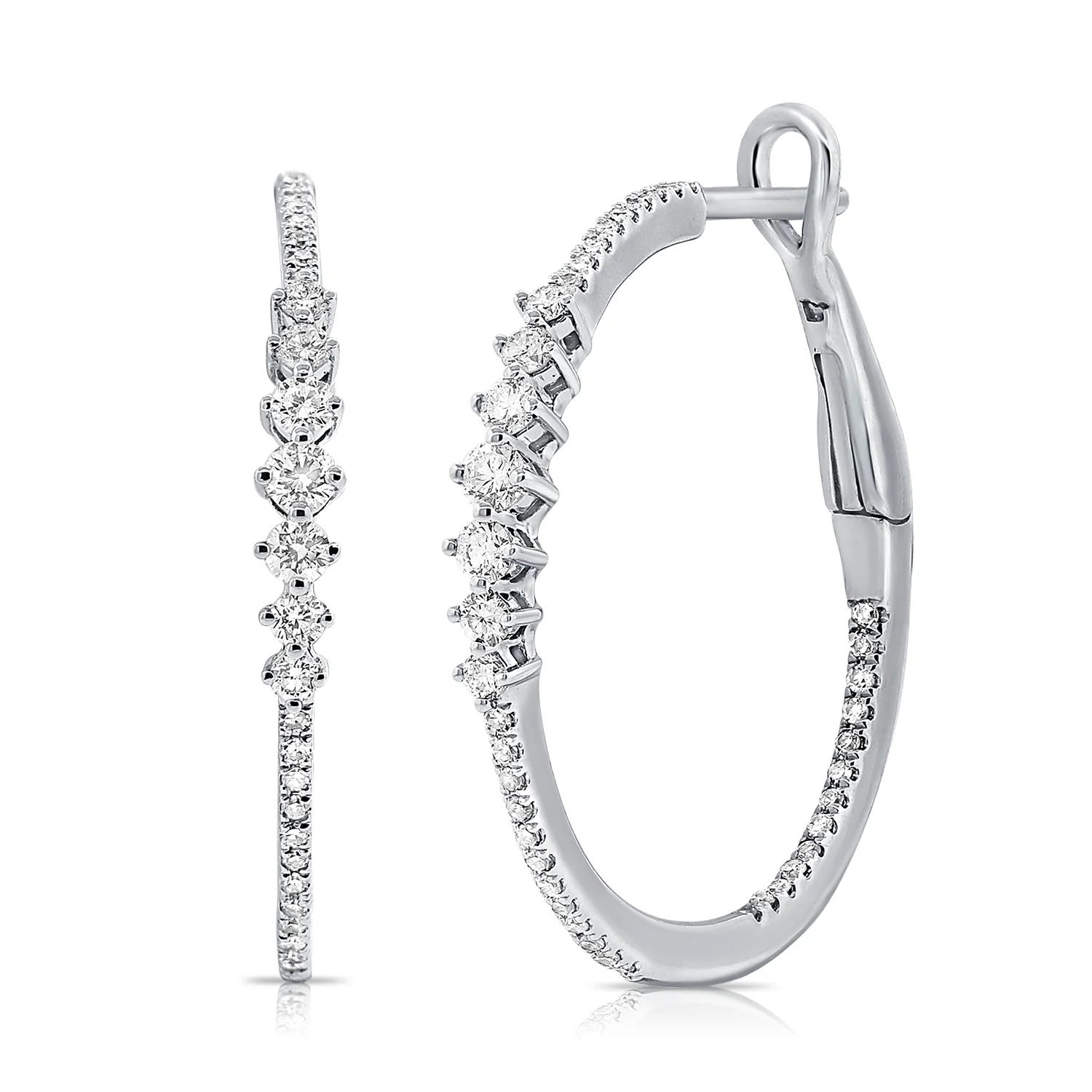 14K GOLD DIAMOND SMALL KARA HOOPS - Image 3