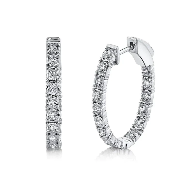 14K GOLD DIAMOND SMALL OVAL JEN HOOPS