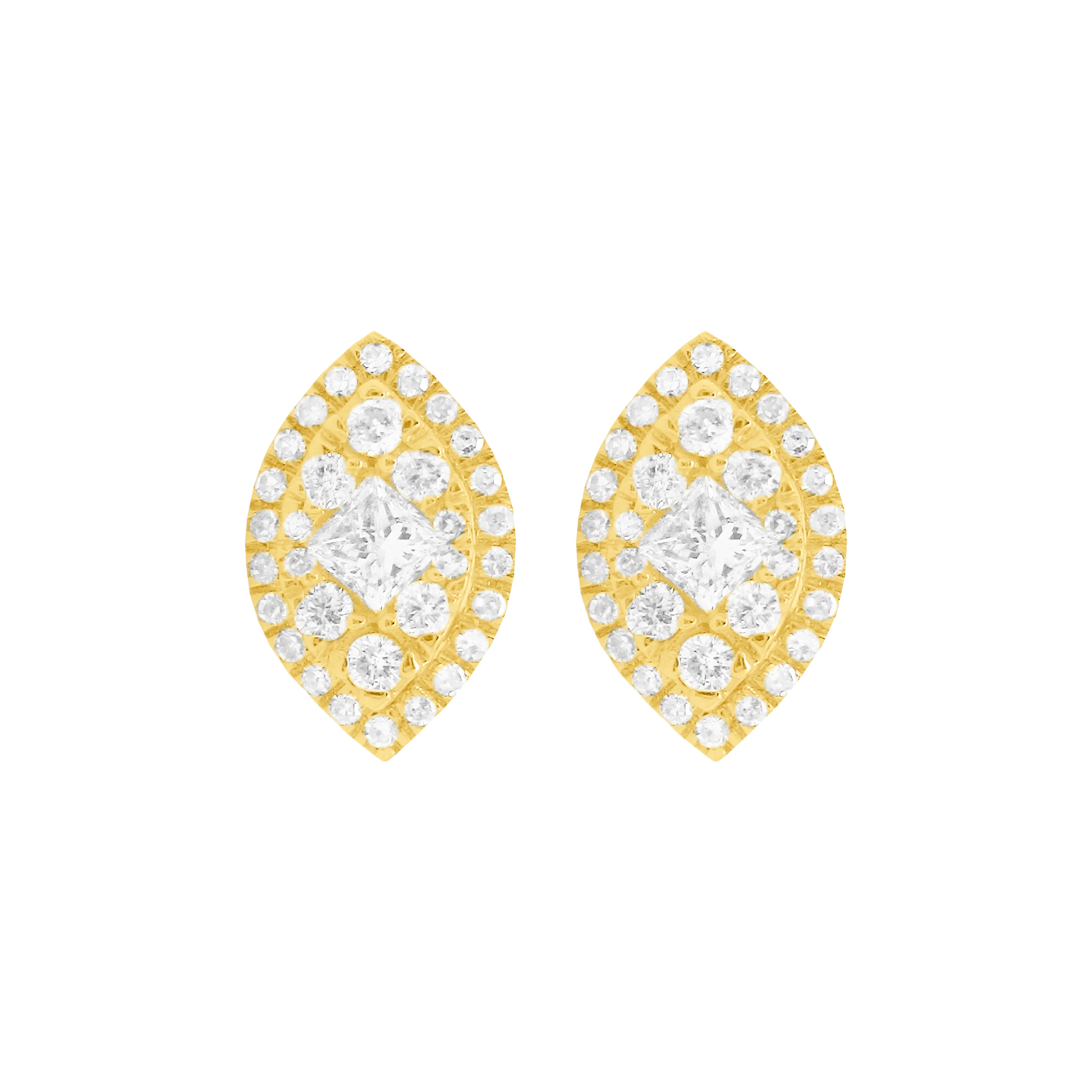 14K GOLD DIAMOND SMALL PALOMA MARQUISE STUDS - Image 3