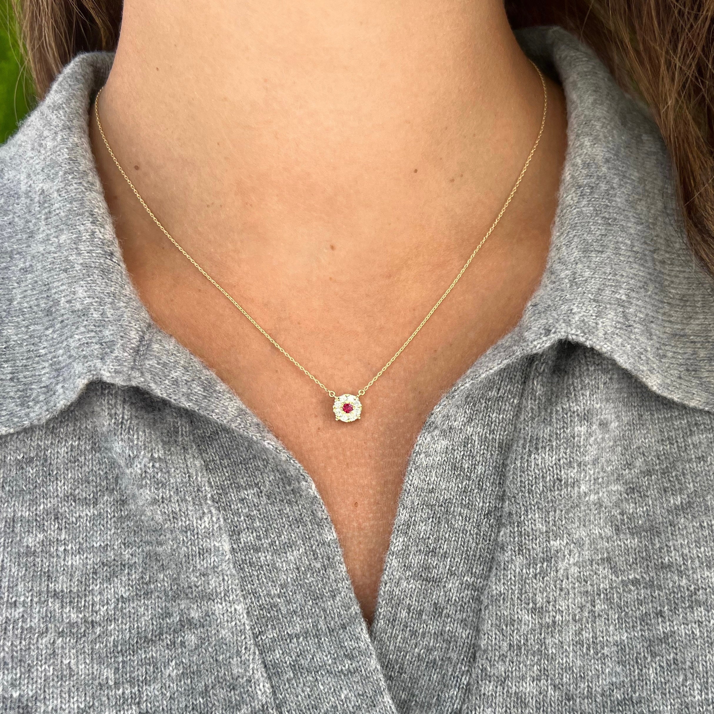 14K GOLD DIAMOND RUBY SMALL BELLA NECKLACE - Image 3