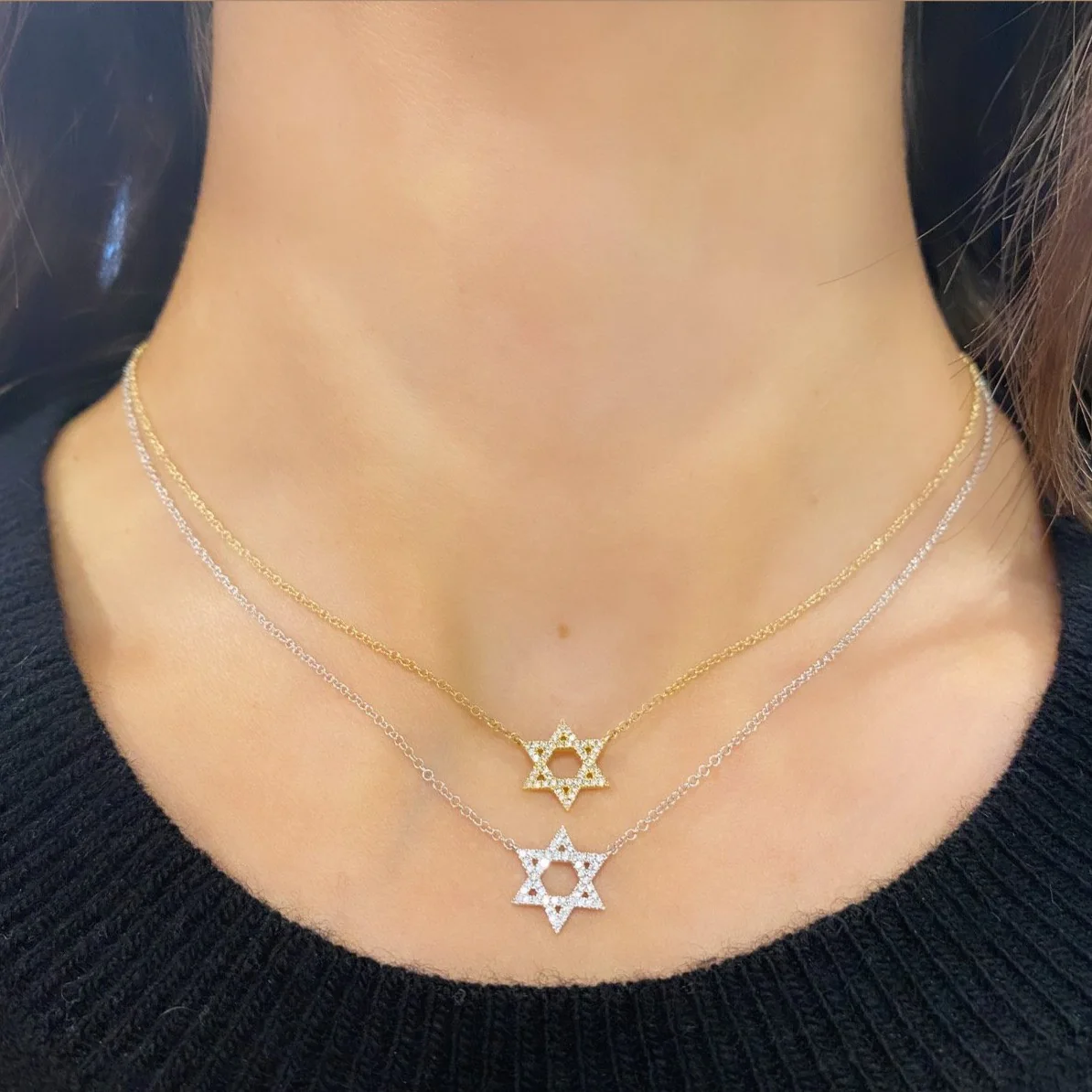 14K GOLD DIAMOND SMALL STAR OF DAVID NECKLACE - Image 5