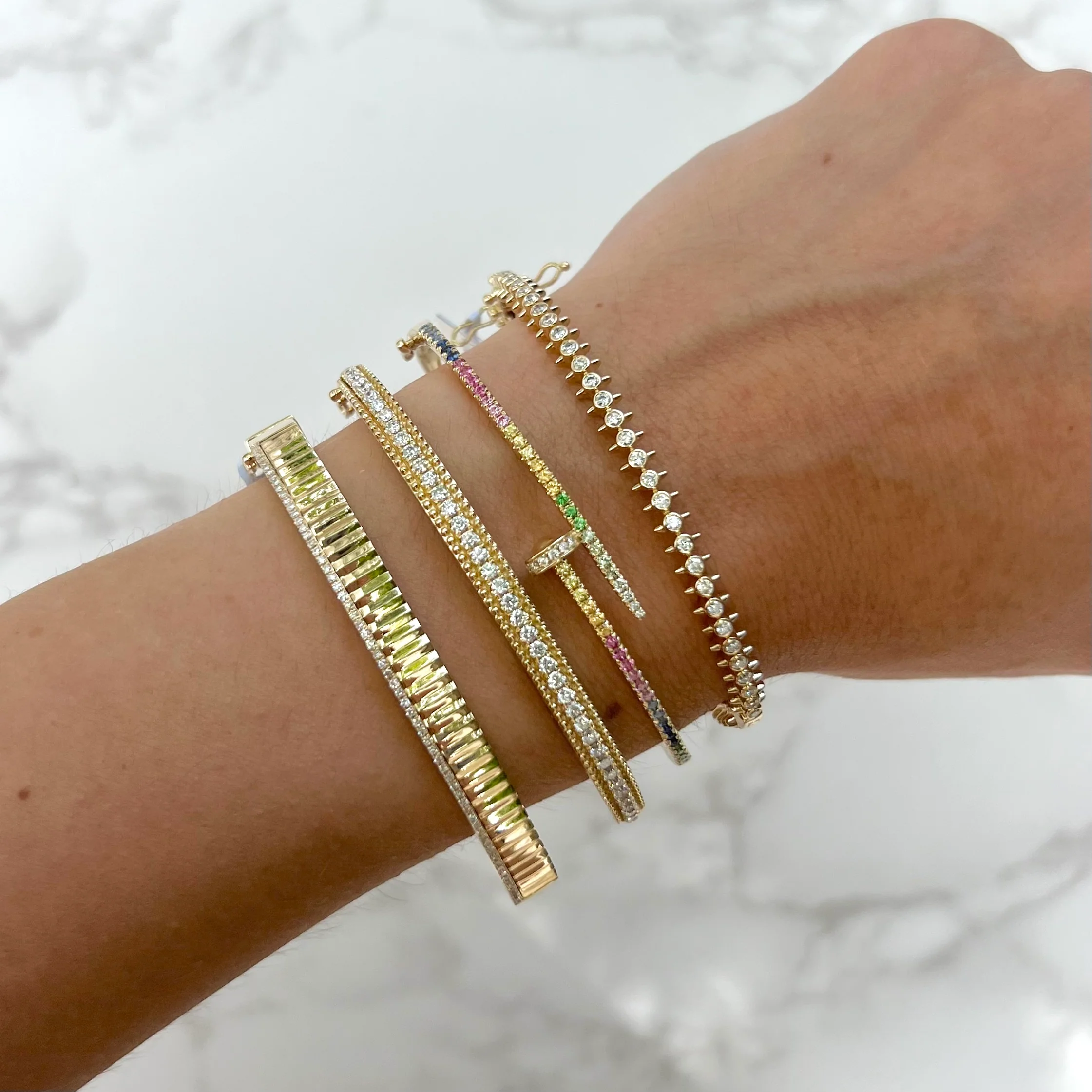 14K GOLD DIAMOND SMALL TYLER BANGLE - Image 3