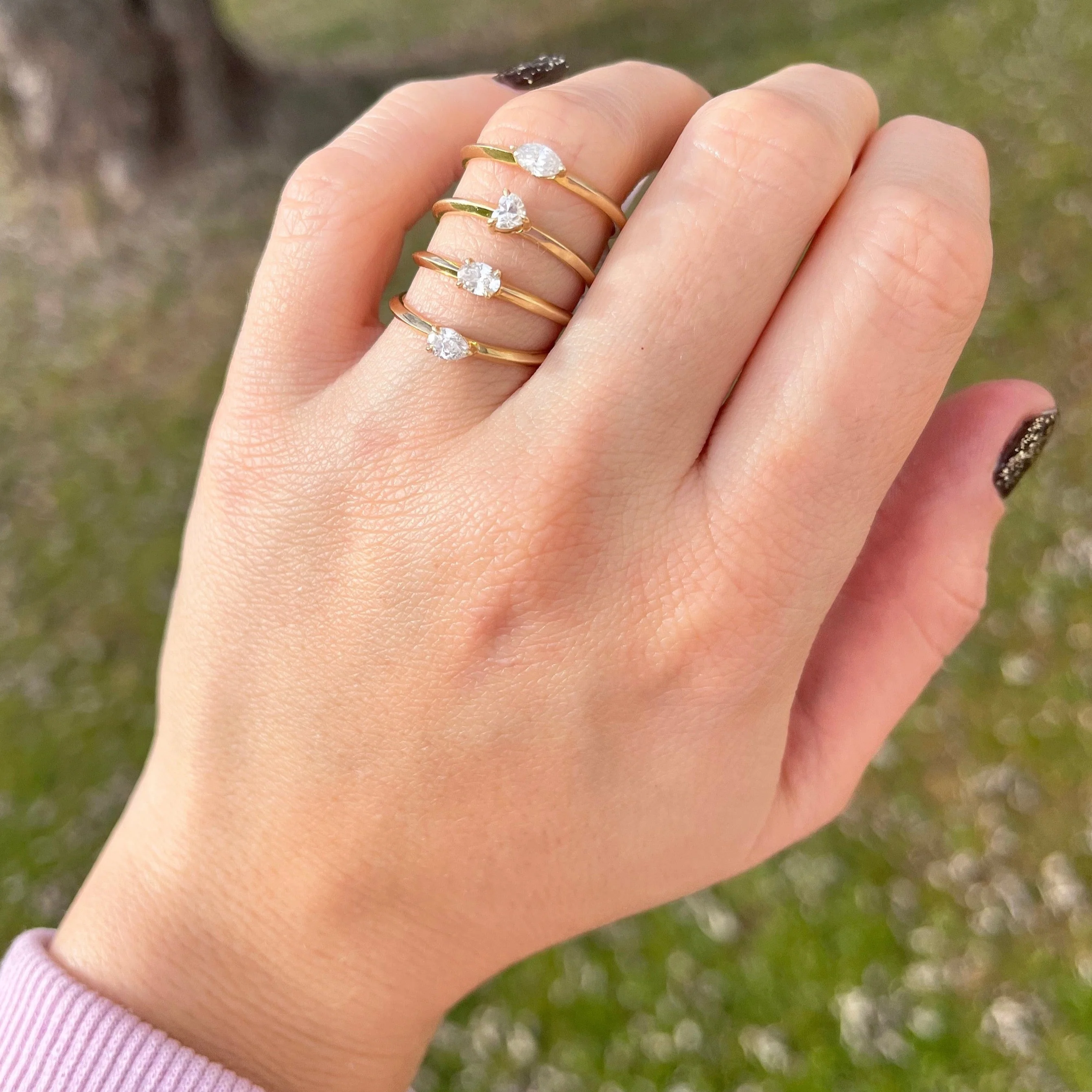 14K GOLD DIAMOND SOLITAIRE IVY RING - Image 2