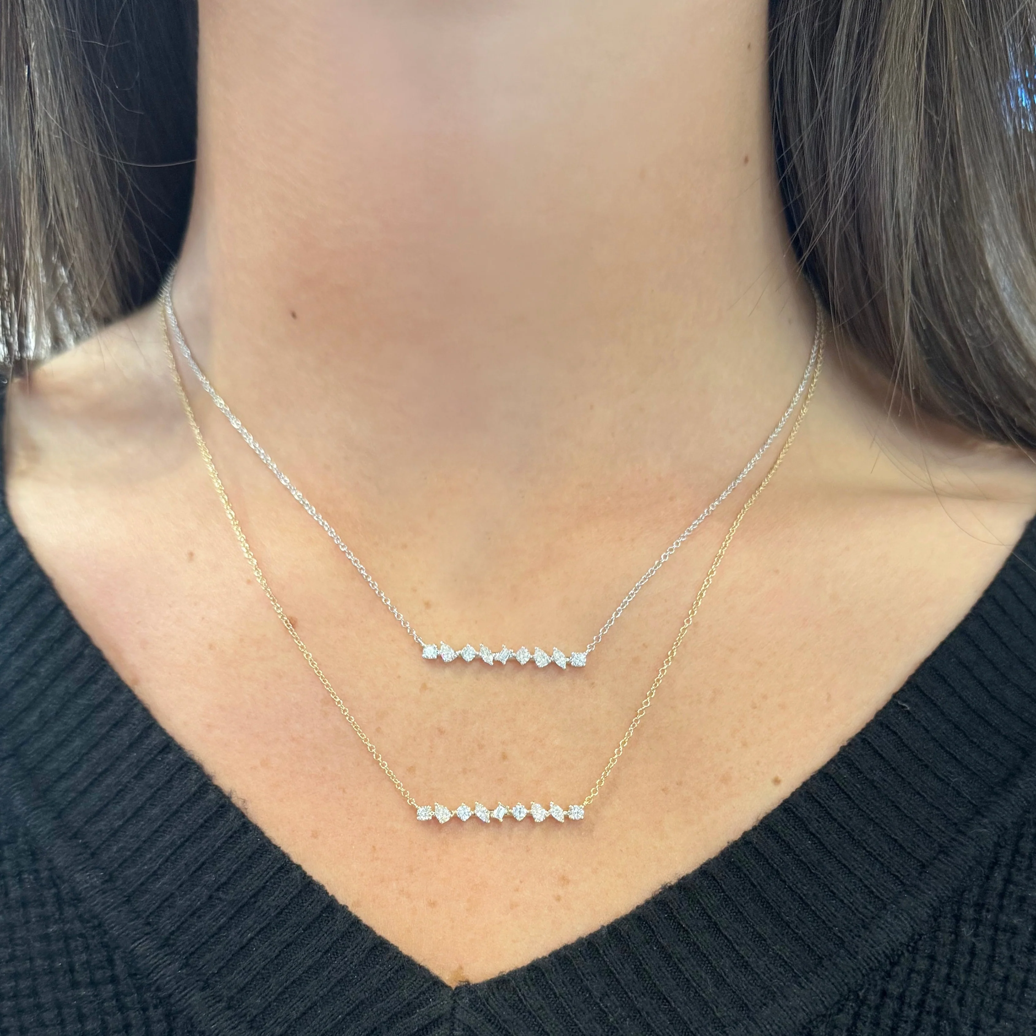 14K GOLD DIAMOND STACEY BAR NECKLACE - Image 2