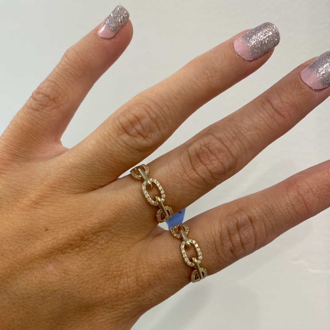 14K GOLD DIAMOND STELLA CHAIN RING - Image 5