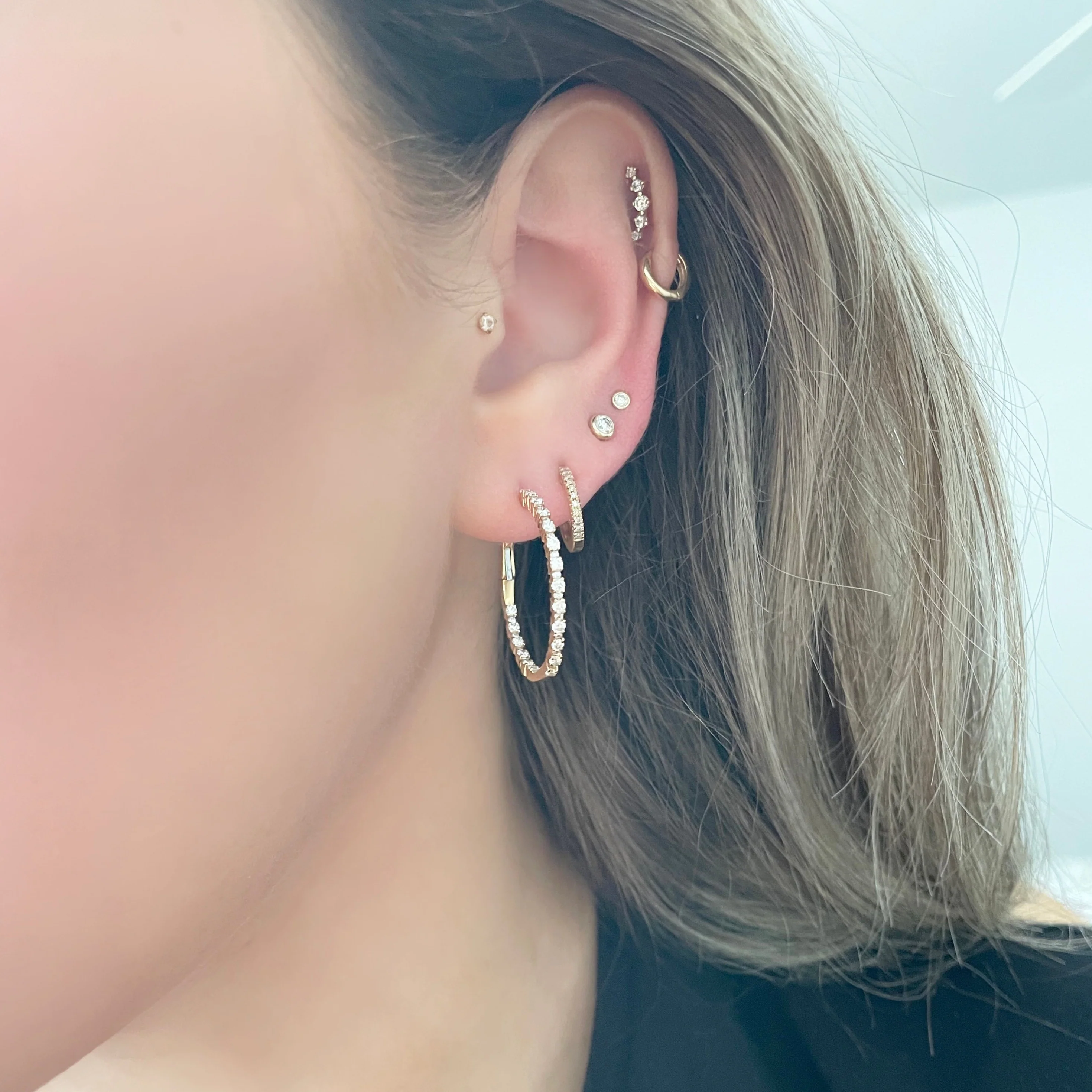 14K GOLD DIAMOND TATIANA HOOPS - Image 2