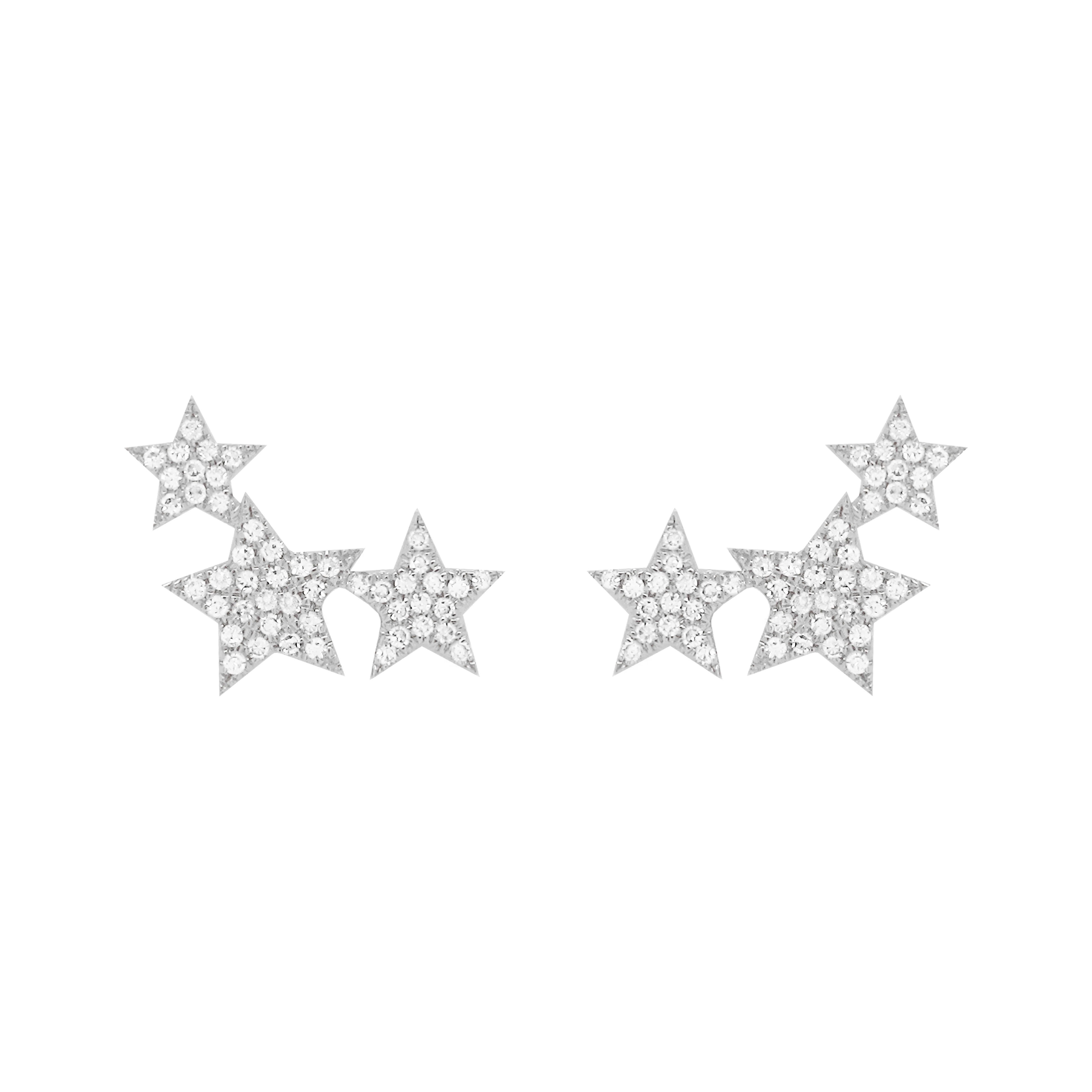 14K GOLD DIAMOND THREE STAR STUDS - Image 3