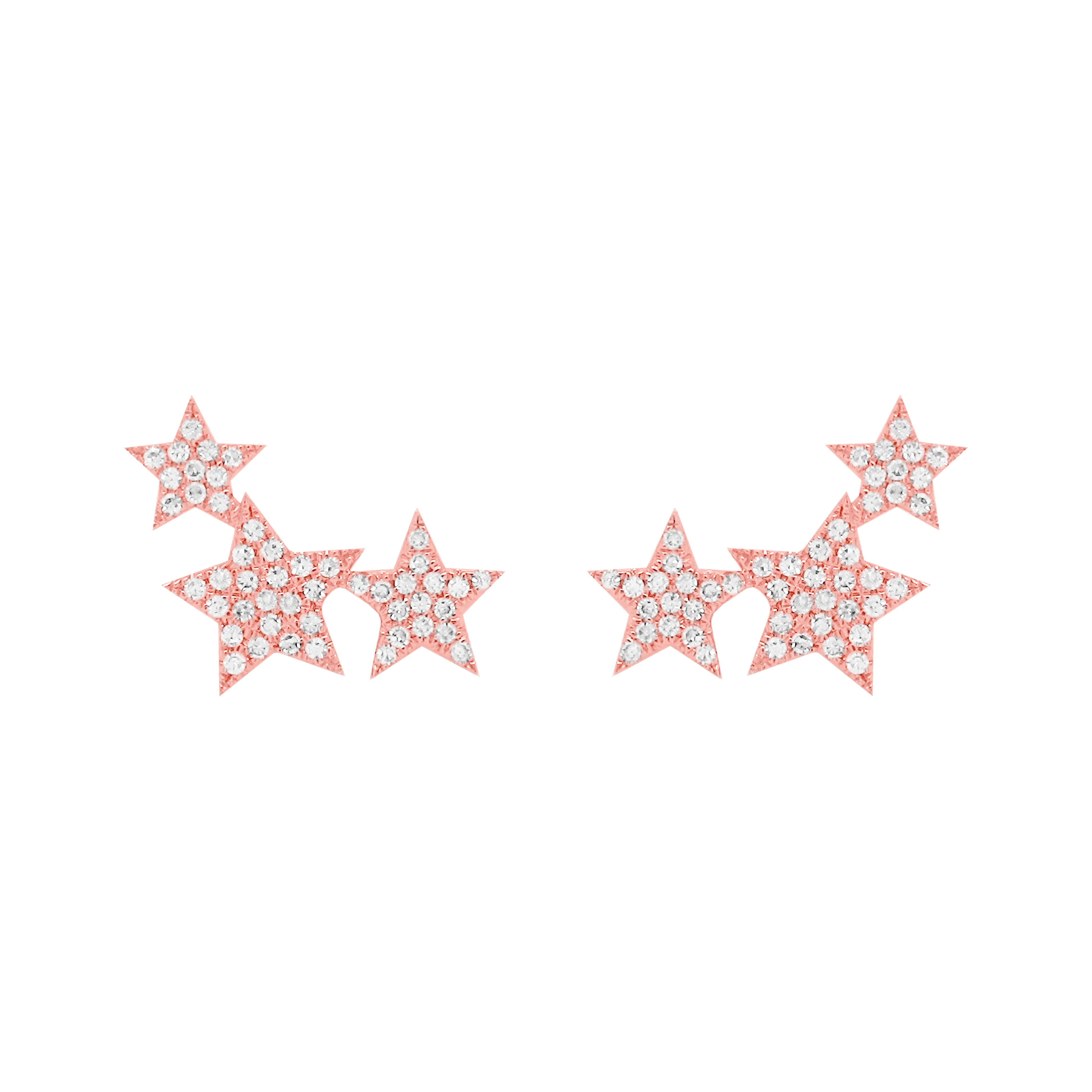 14K GOLD DIAMOND THREE STAR STUDS - Image 4