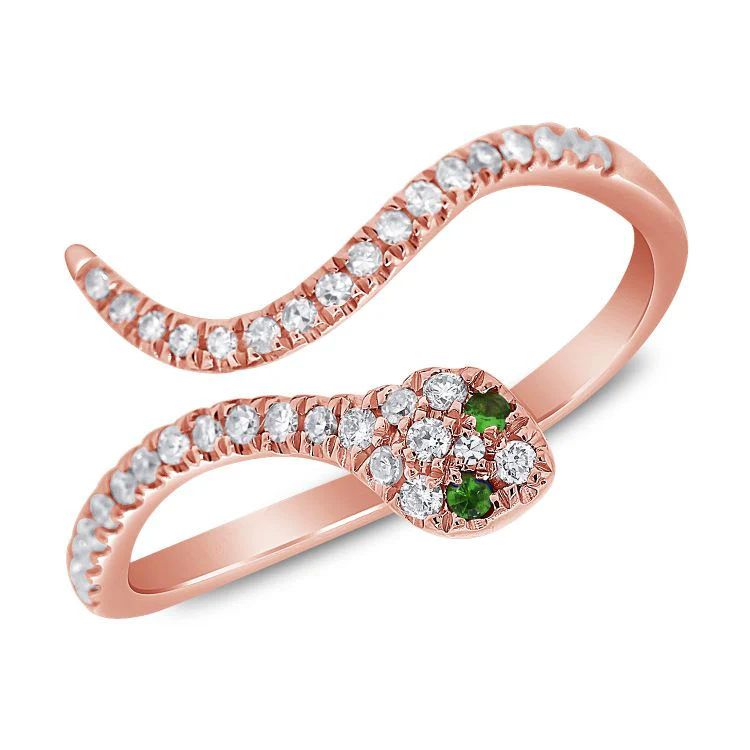 14K GOLD DIAMOND TSAVORITE SIA SNAKE RING - Image 3