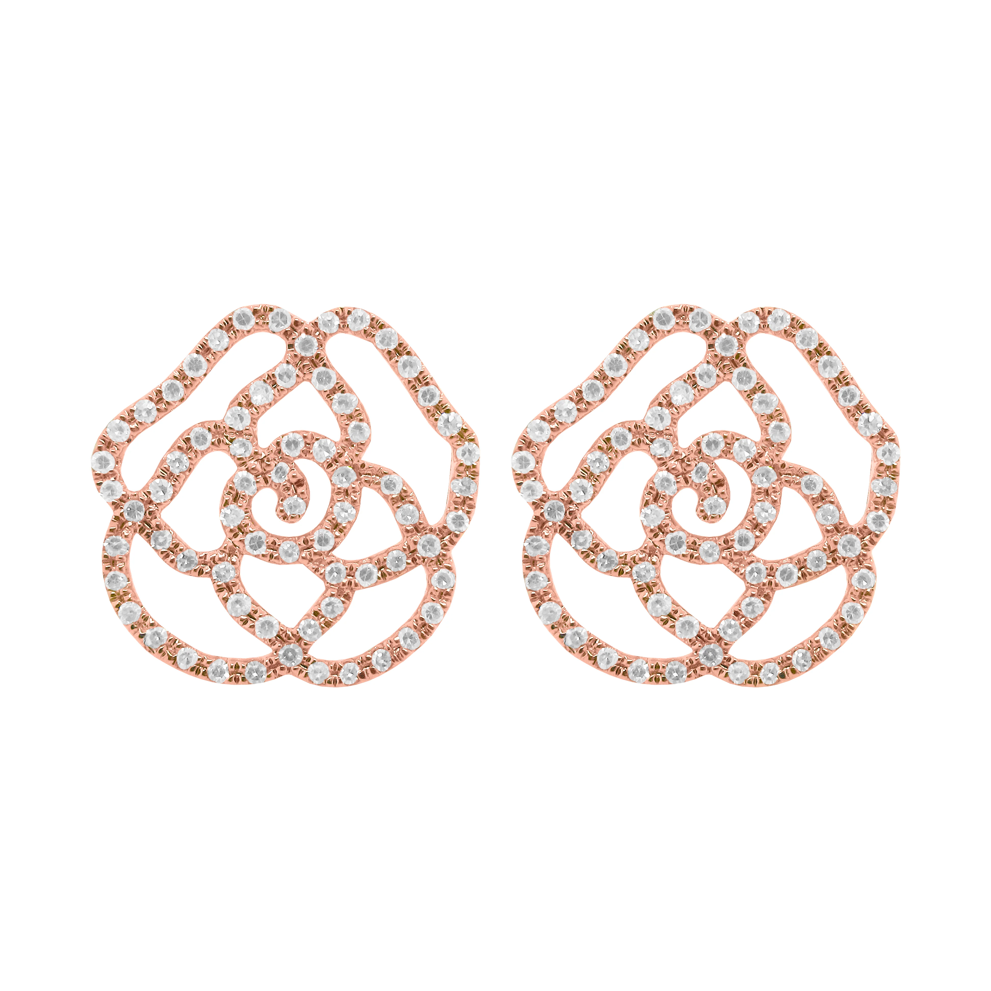 14K GOLD DIAMOND XL CAMILIA FLOWER STUDS - Image 3