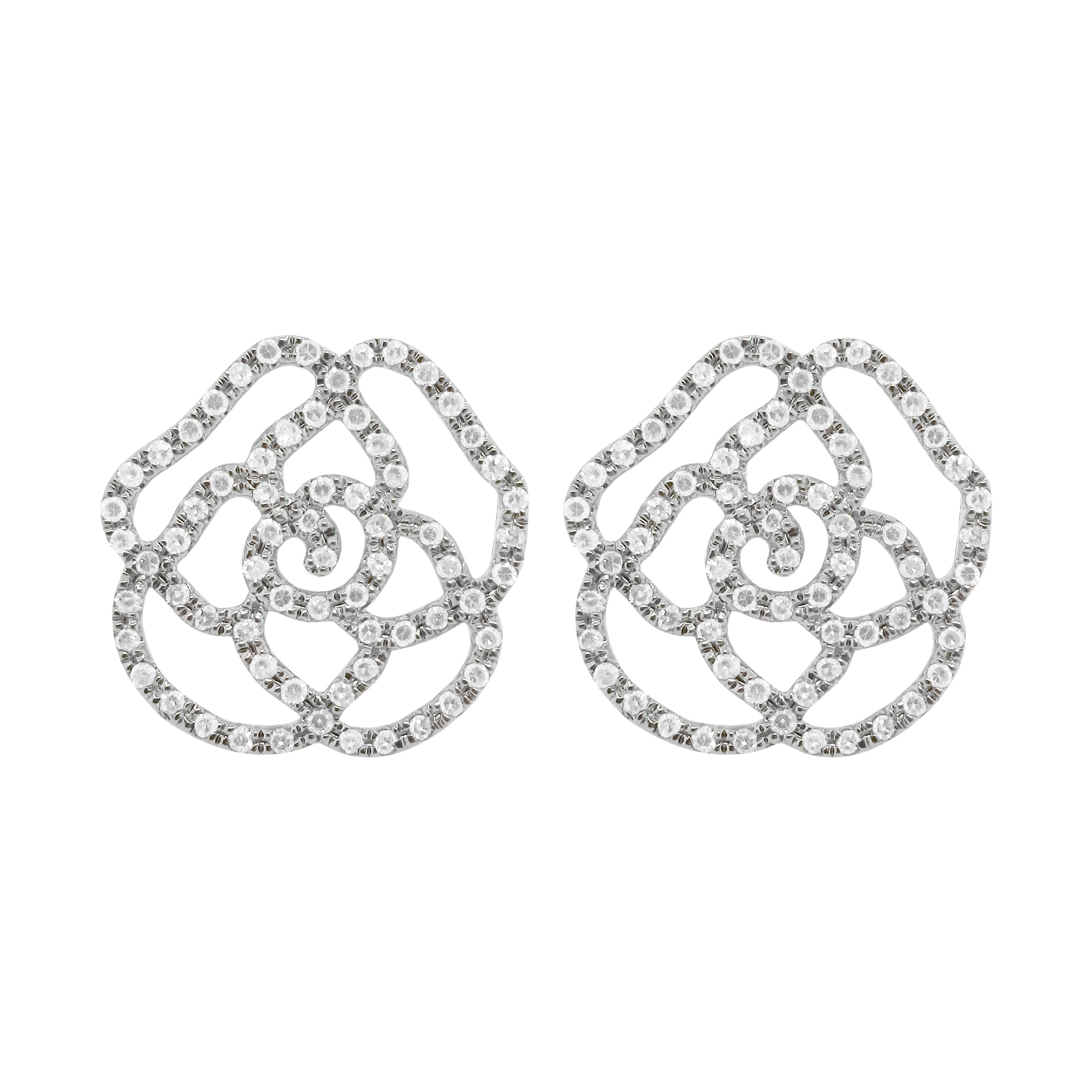 14K GOLD DIAMOND XL CAMILIA FLOWER STUDS - Image 4