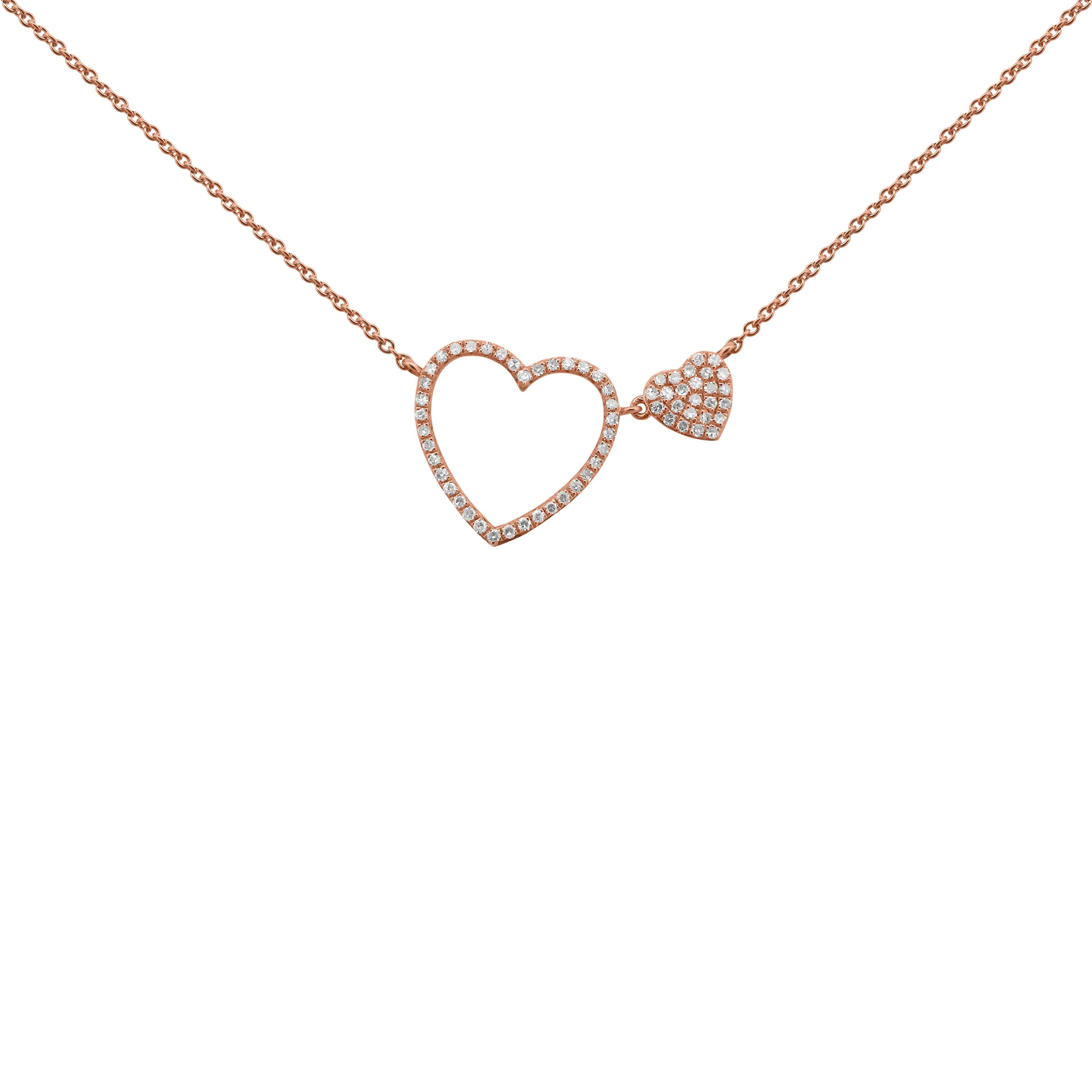 14K GOLD DIAMOND YARDENA DOUBLE HEART NECKLACE - Image 3