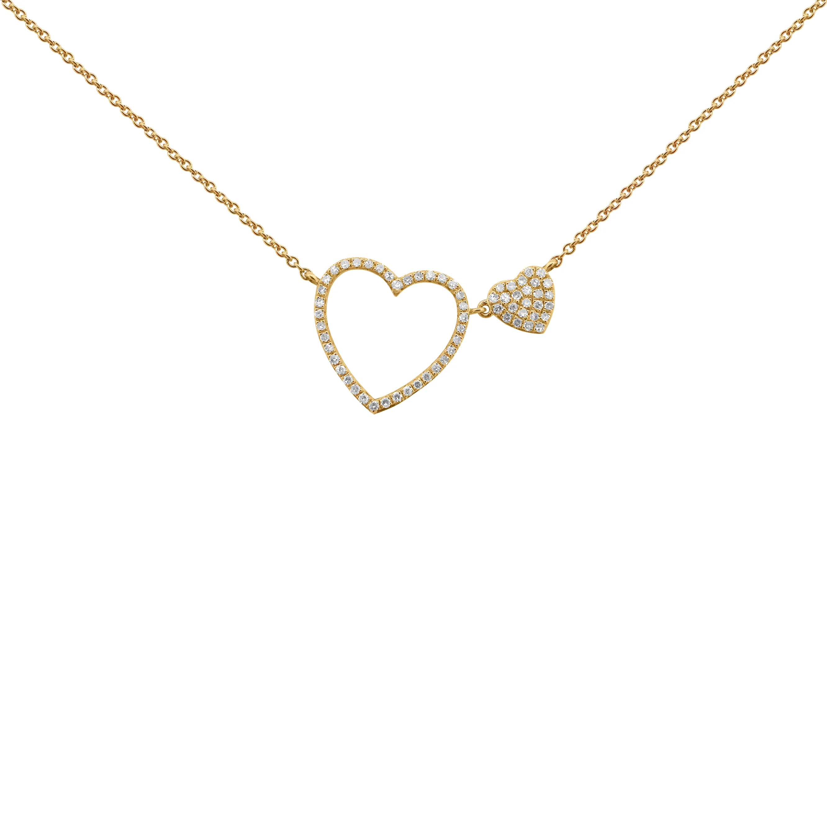 14K GOLD DIAMOND YARDENA DOUBLE HEART NECKLACE - Image 5