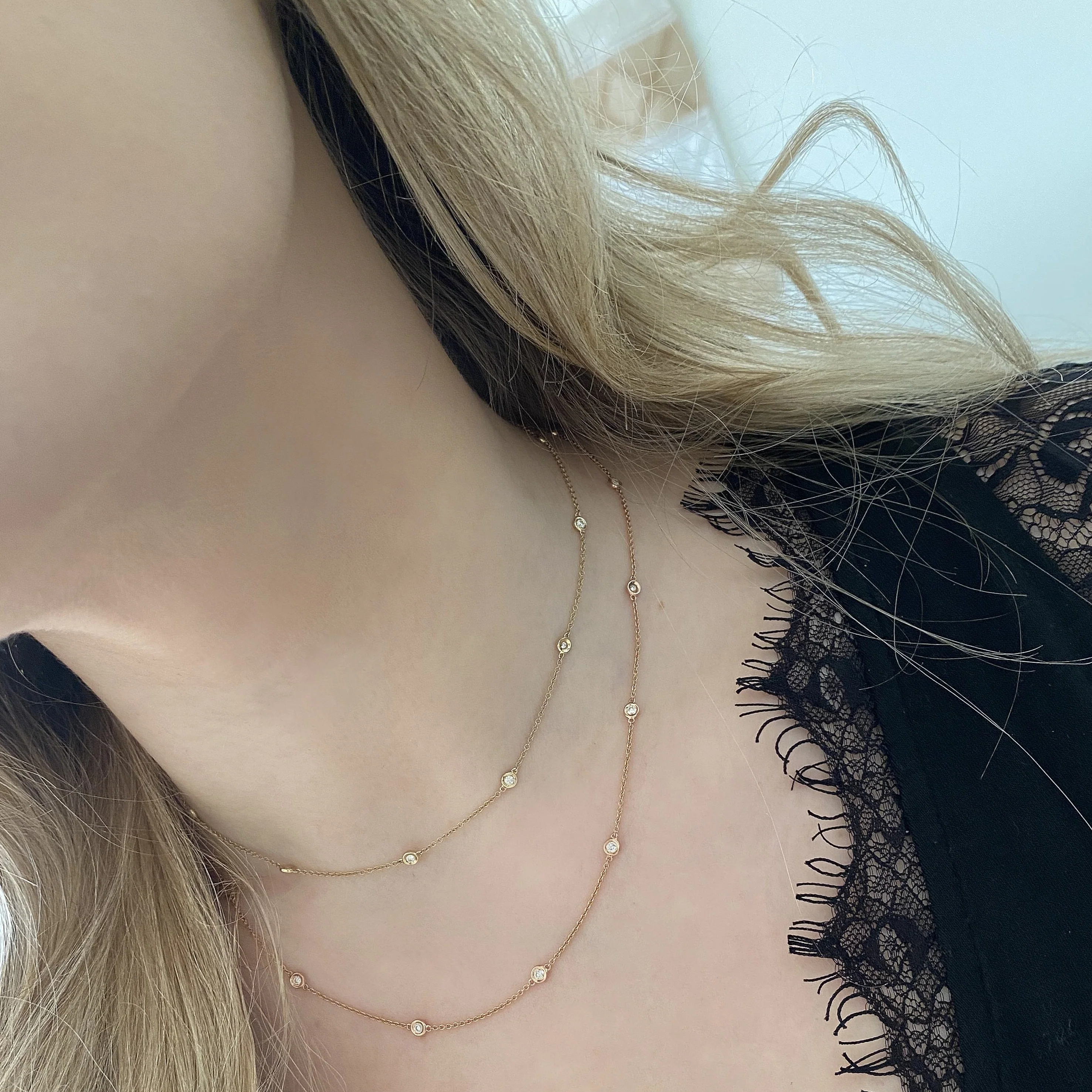 14K GOLD DIAMONDS BY THE YARD CHAIN NECKLACE - Image 5