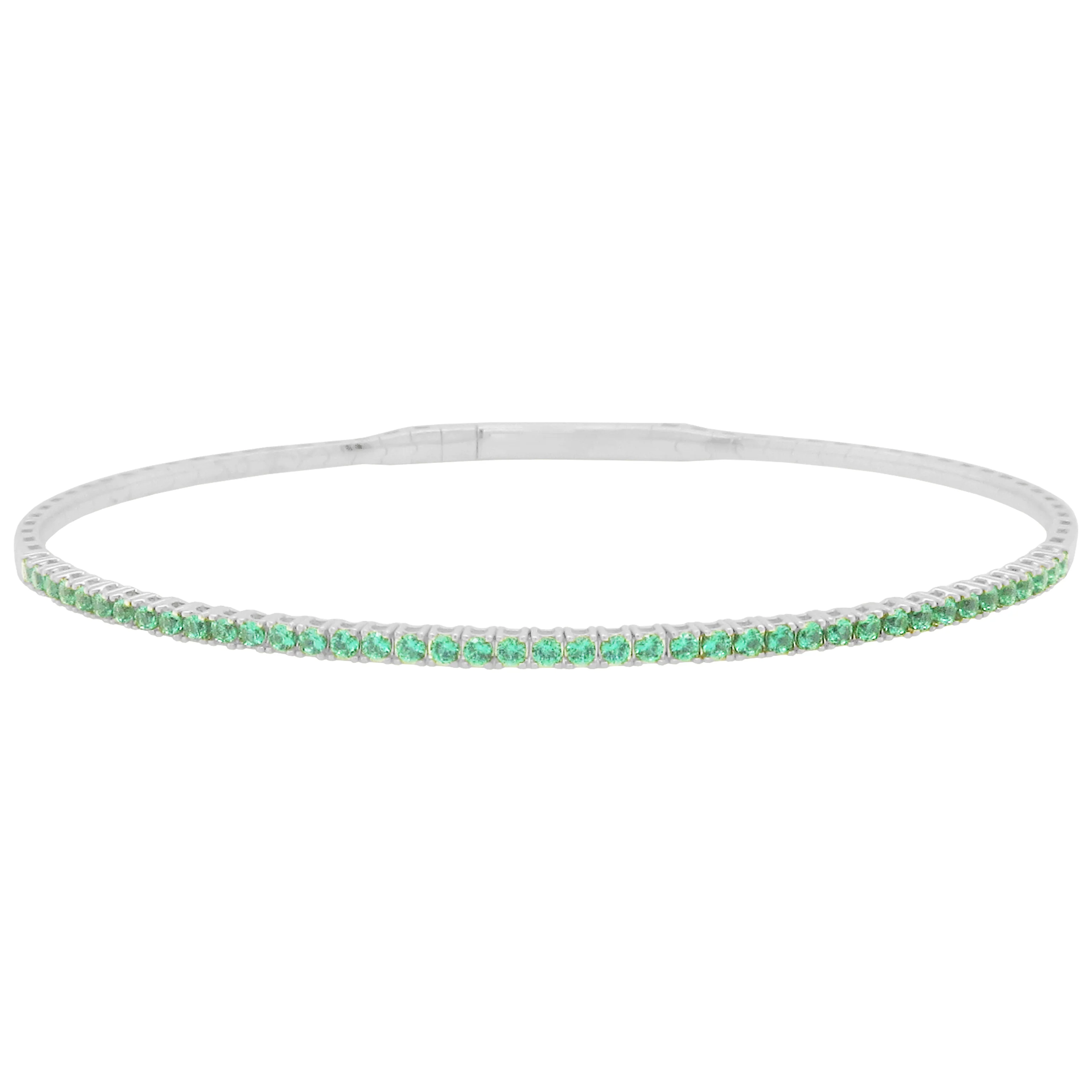 14K GOLD EMERALD JOELLE FLEXIBLE BANGLE - Image 3