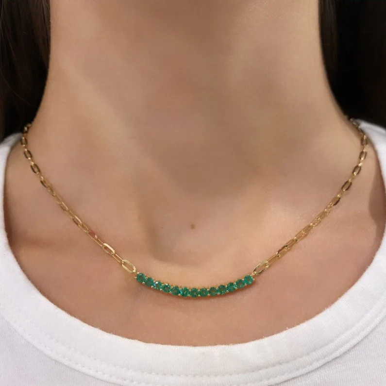 14K GOLD EMERALD WREN NECKLACE - Image 3