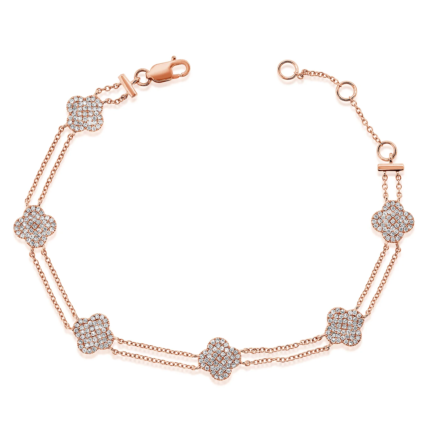 14K GOLD DIAMOND JENNY CLOVER BRACELET - Image 4