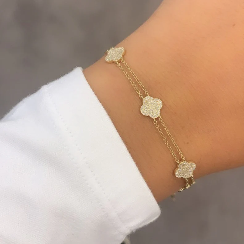 14K GOLD DIAMOND JENNY CLOVER BRACELET - Image 5