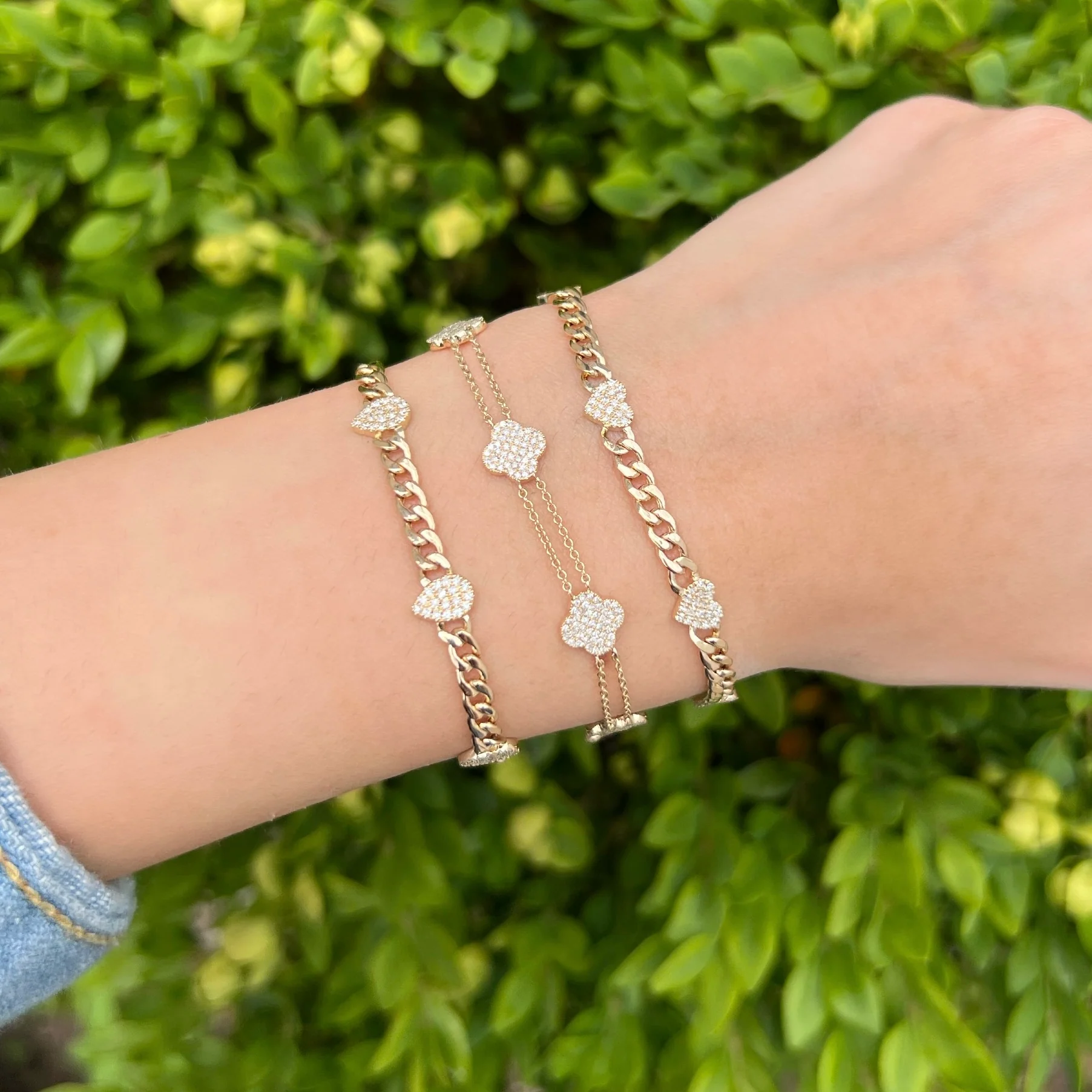 14K GOLD DIAMOND JENNY CLOVER BRACELET - Image 7