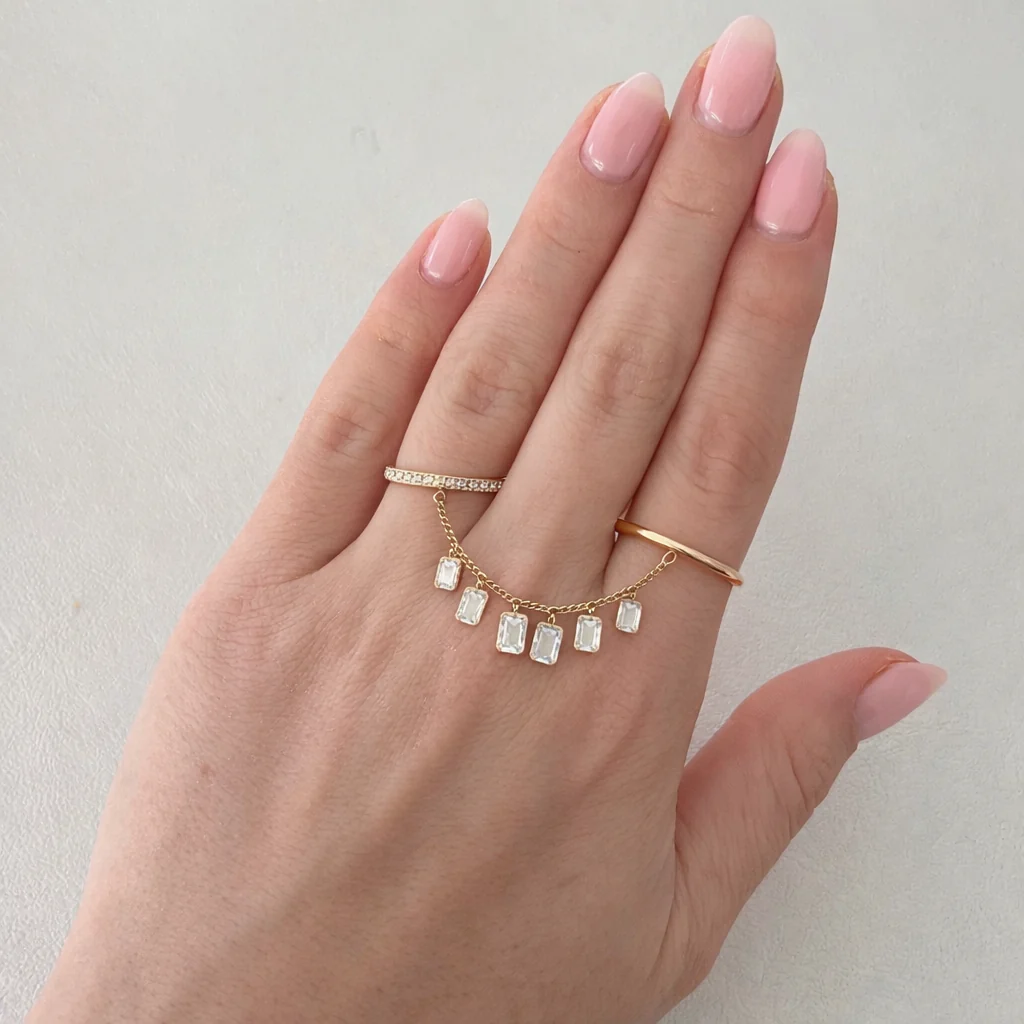 14K GOLD LAB GROWN DIAMOND ALAIA DOUBLE FINGER RING