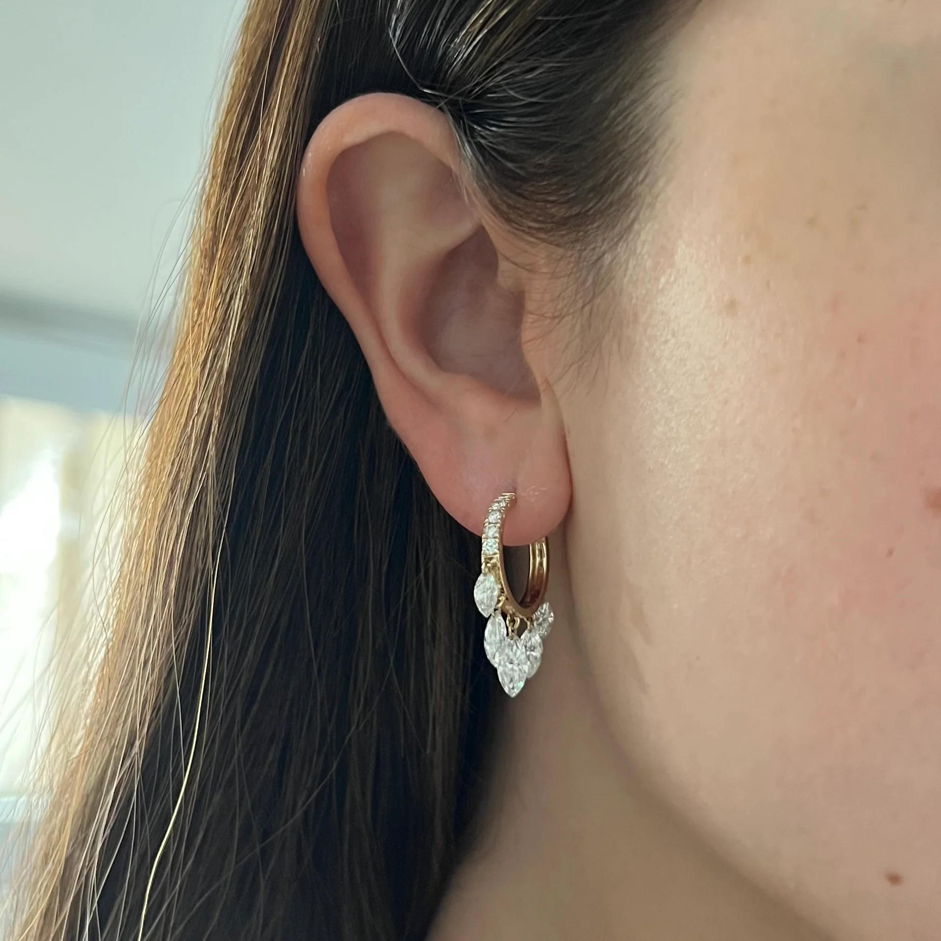 14K GOLD LAB GROWN DIAMOND STELLA HOOPS - Image 2