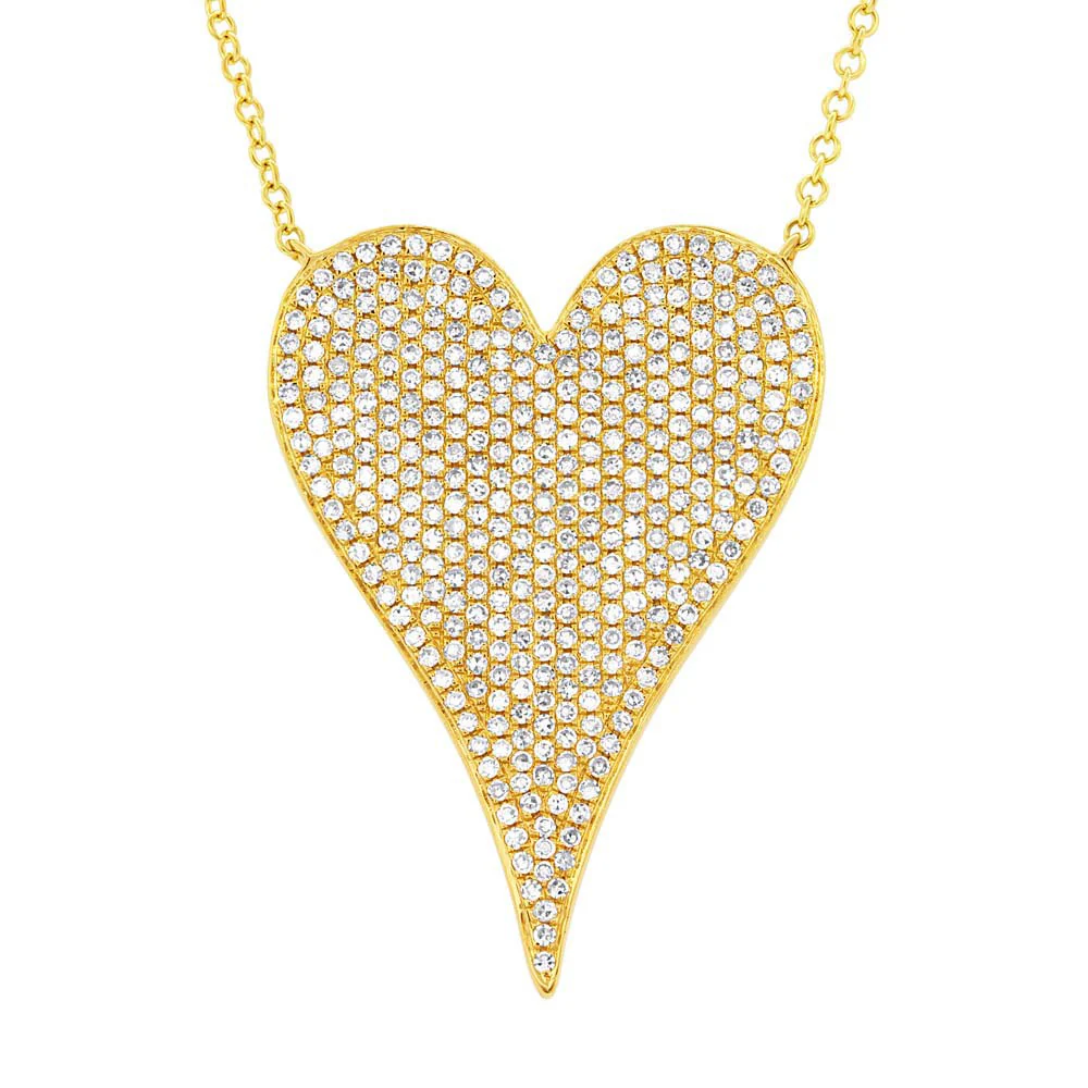 14K GOLD LARGE DIAMOND JANINE HEART NECKLACE - Image 3