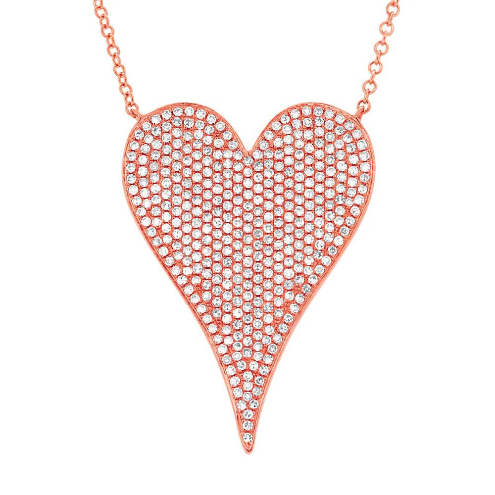 14K GOLD LARGE DIAMOND JANINE HEART NECKLACE - Image 4