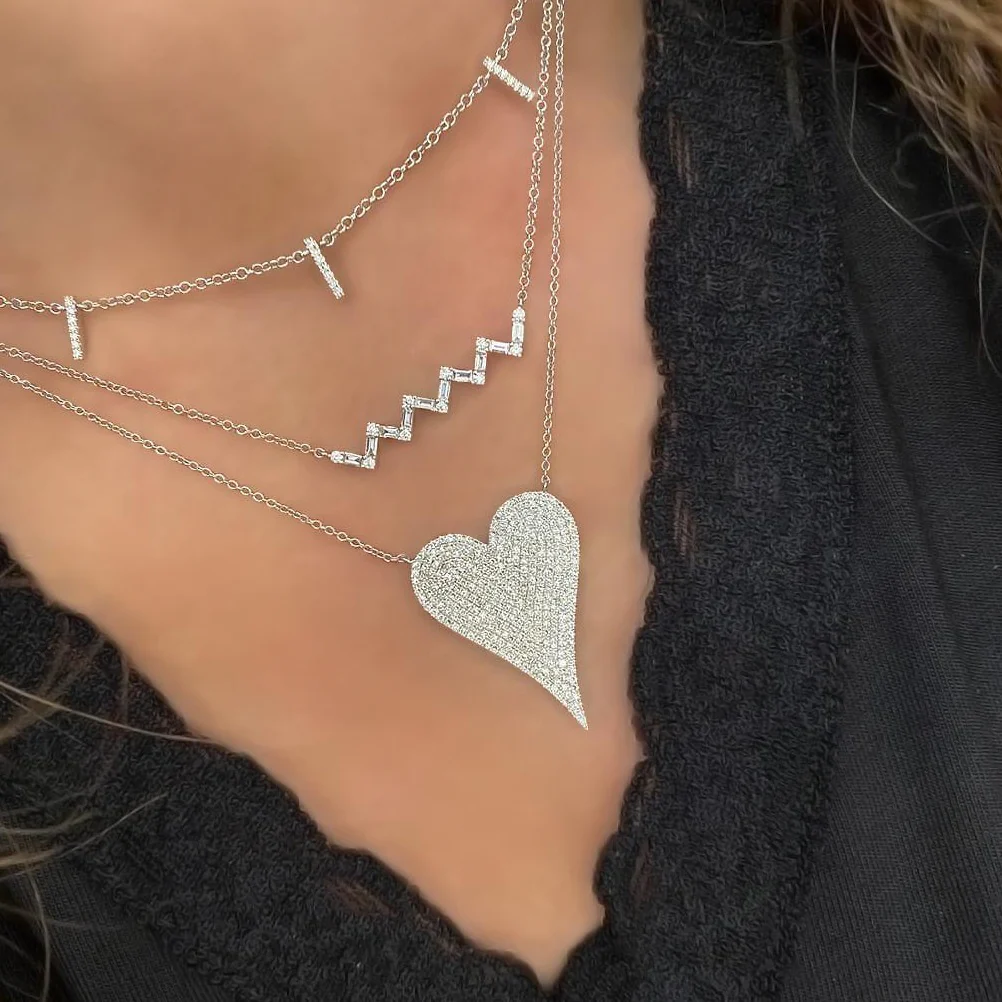 14K GOLD LARGE DIAMOND JANINE HEART NECKLACE - Image 6