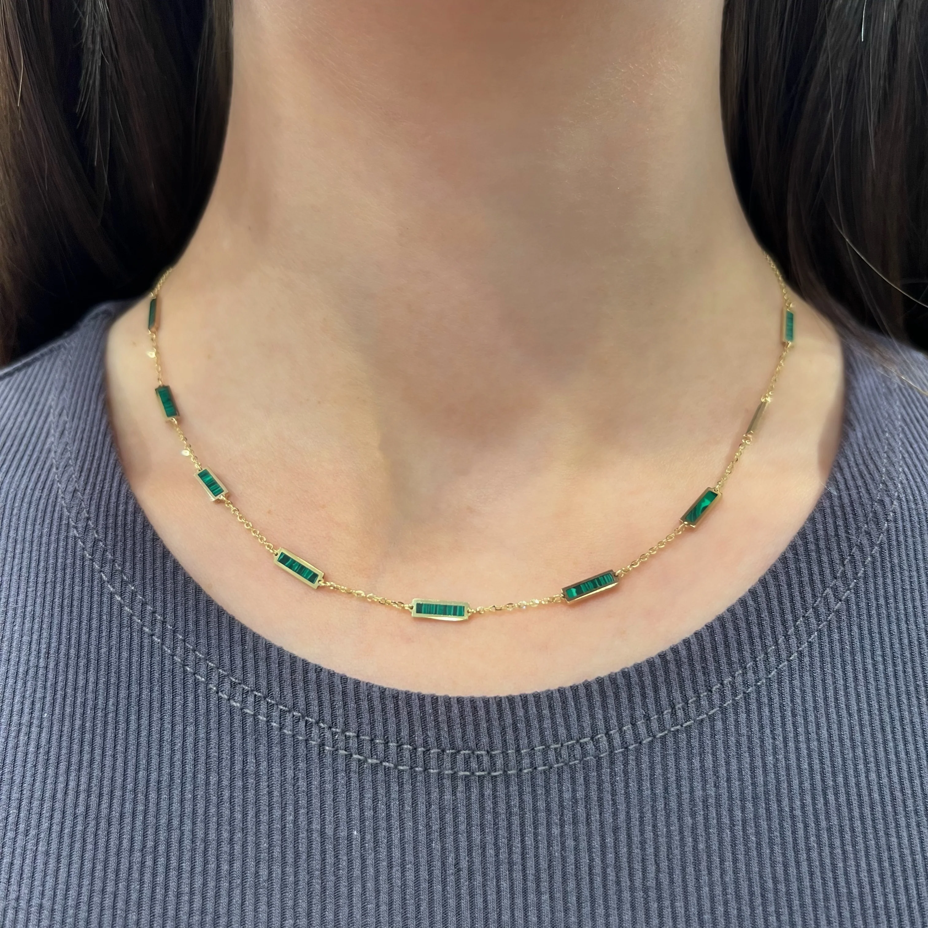 14K GOLD MALACHITE ANNA NECKLACE - Image 2