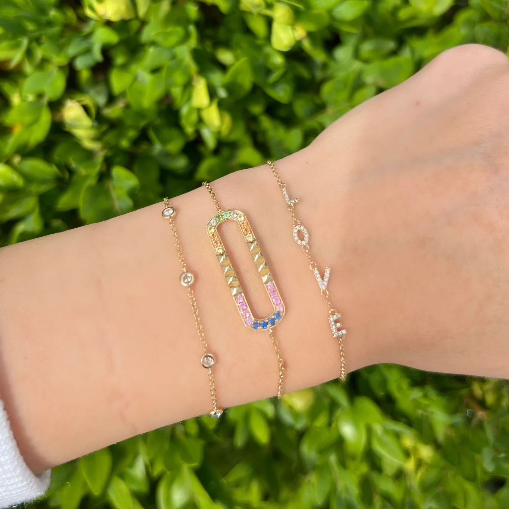 14K GOLD MULTI COLOR SAPPHIRE NIKKI BRACELET - Image 3