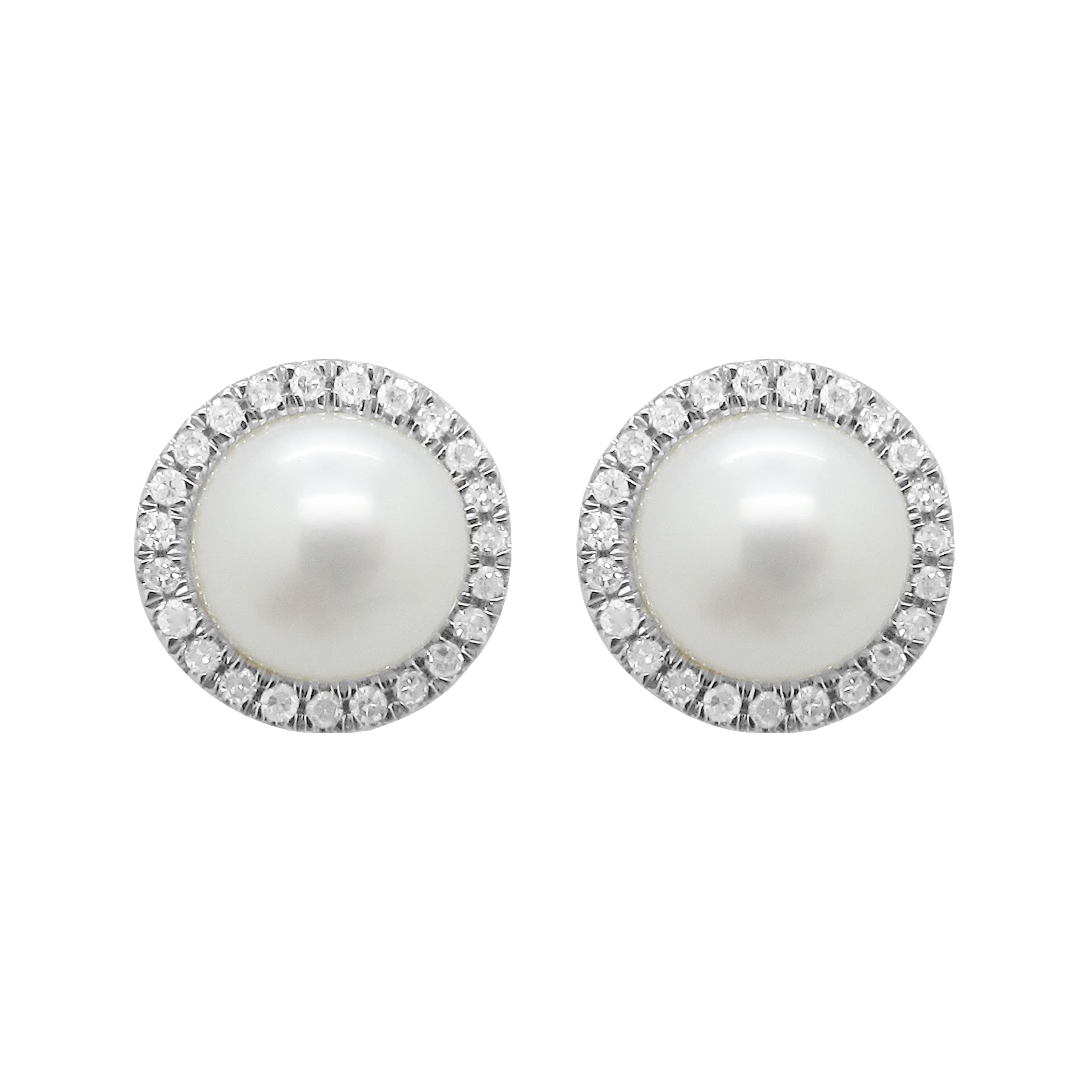 14K GOLD DIAMOND AND PEARL LEA STUDS - Image 3