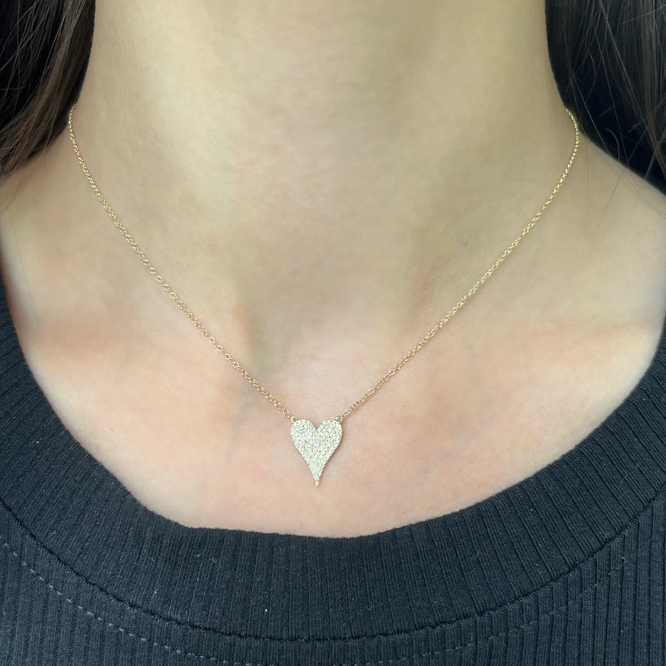 14K GOLD DIAMOND SMALL JANINE HEART NECKLACE - Image 6