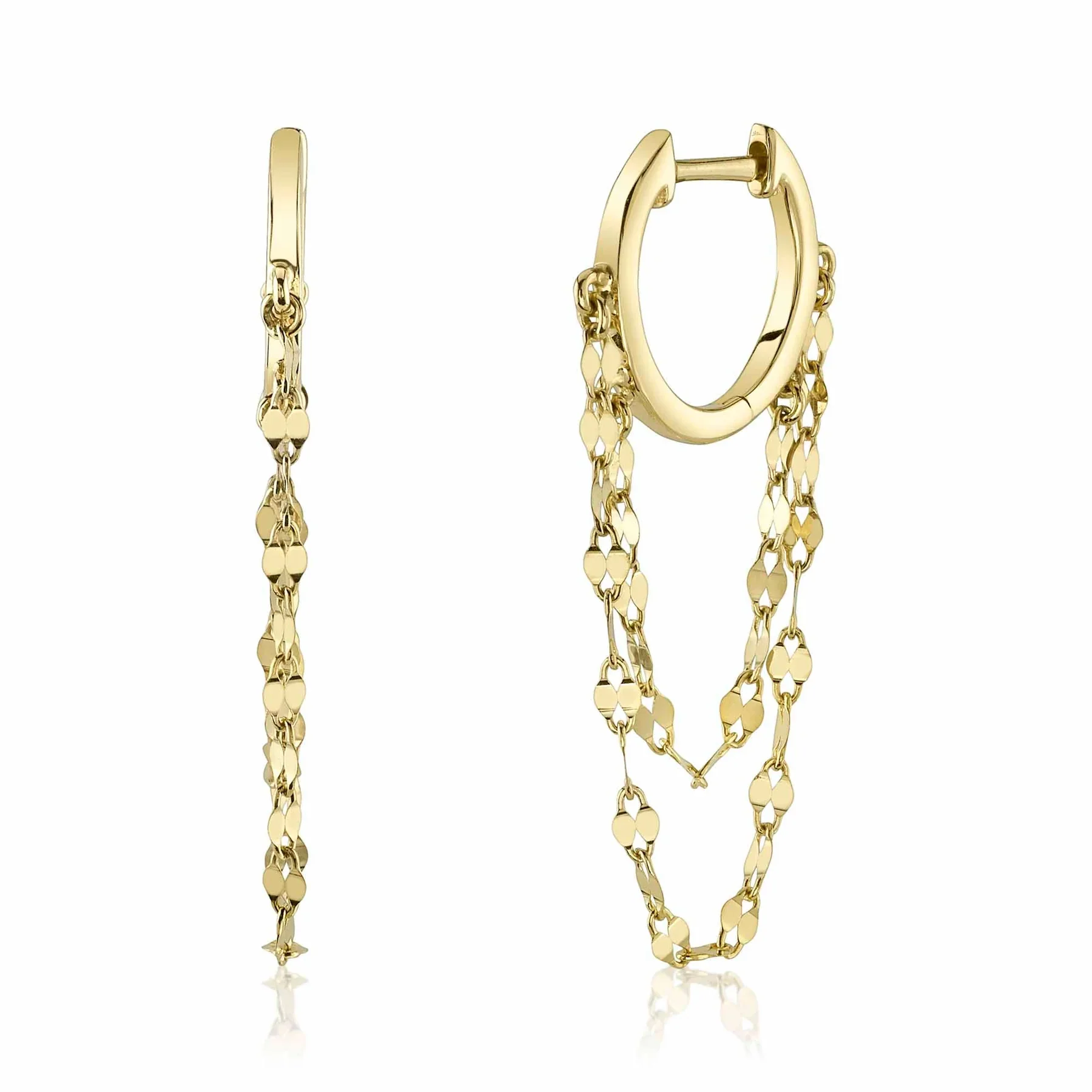 14K GOLD SPARKLE CHAIN HUGGIES