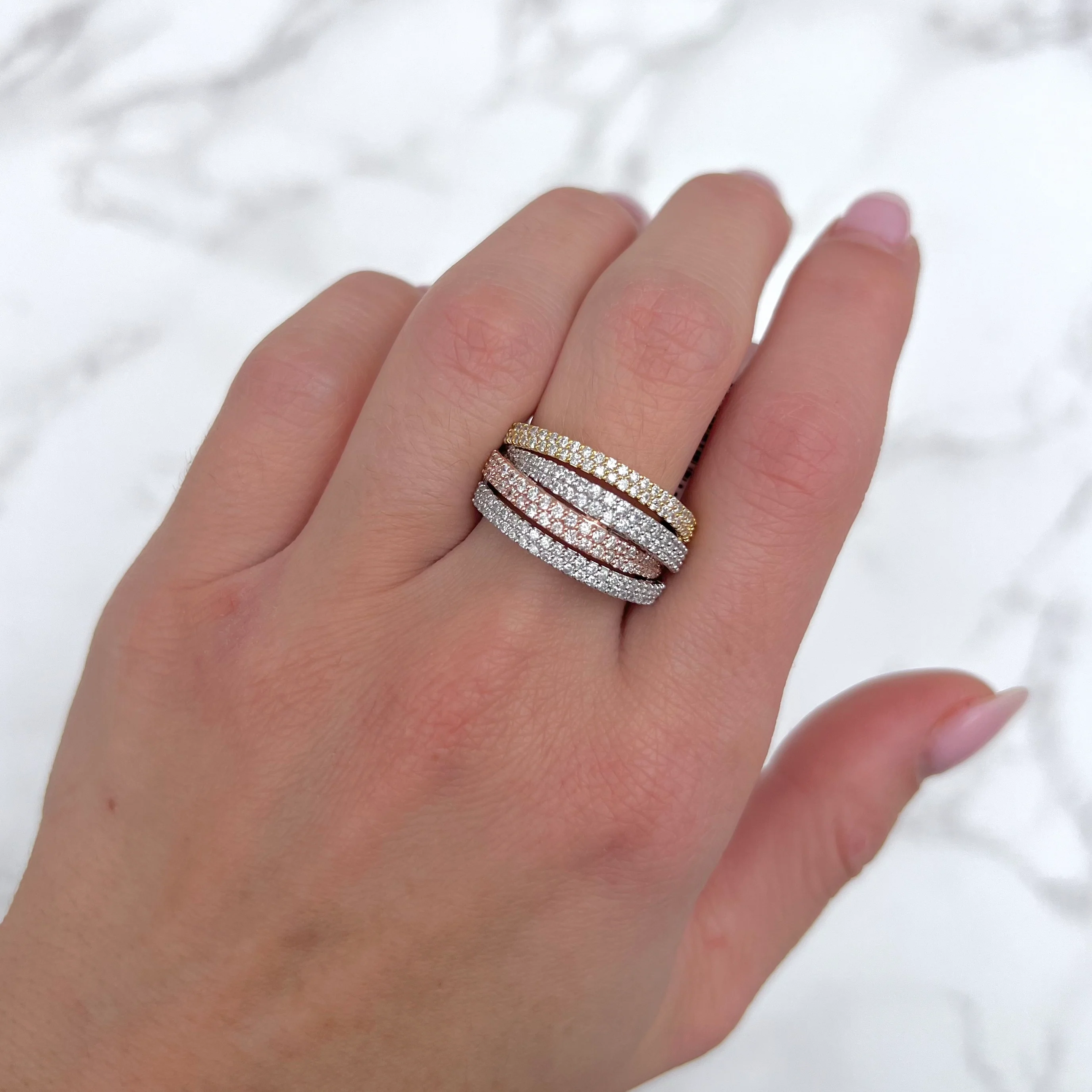 14K TRI-TONE GOLD DIAMOND SANDY RING - Image 3