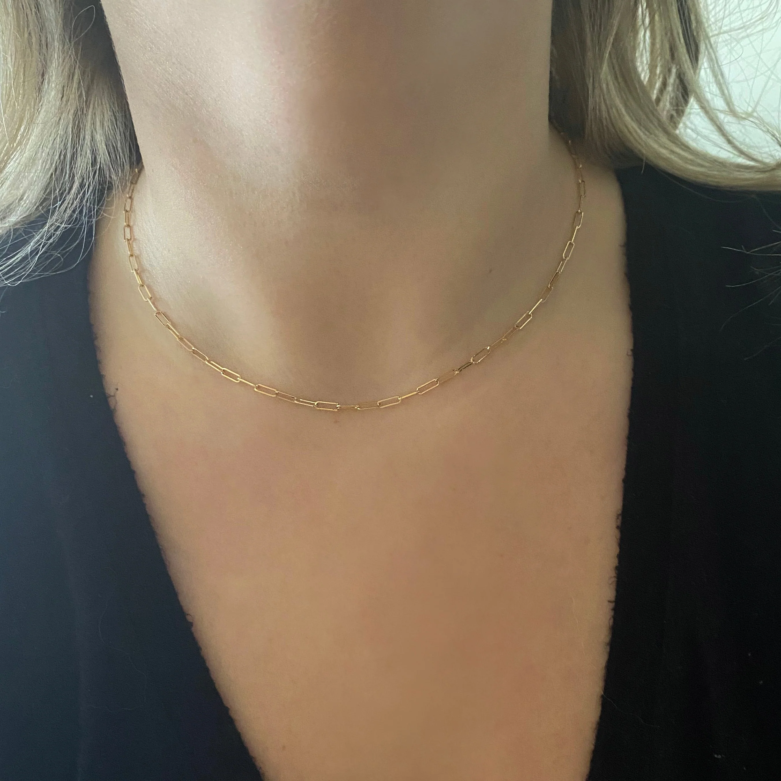 14K YELLOW GOLD 2MM 18" PAPERCLIP CHAIN NECKLACE - Image 2