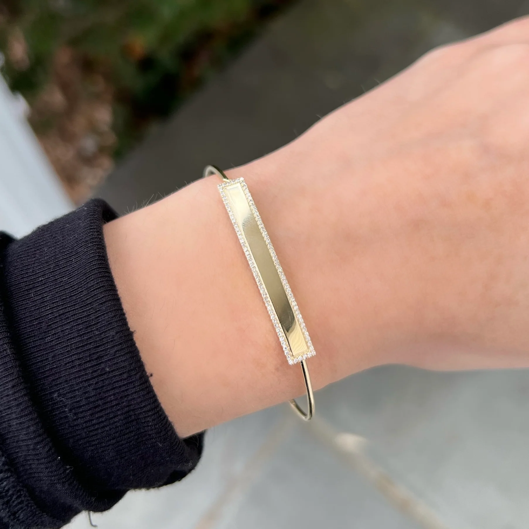 14K GOLD DIAMOND ID CAROL BANGLE