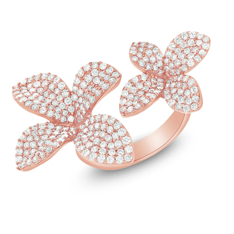 14K GOLD DIAMOND CECILIA FLOWER RING - Image 4