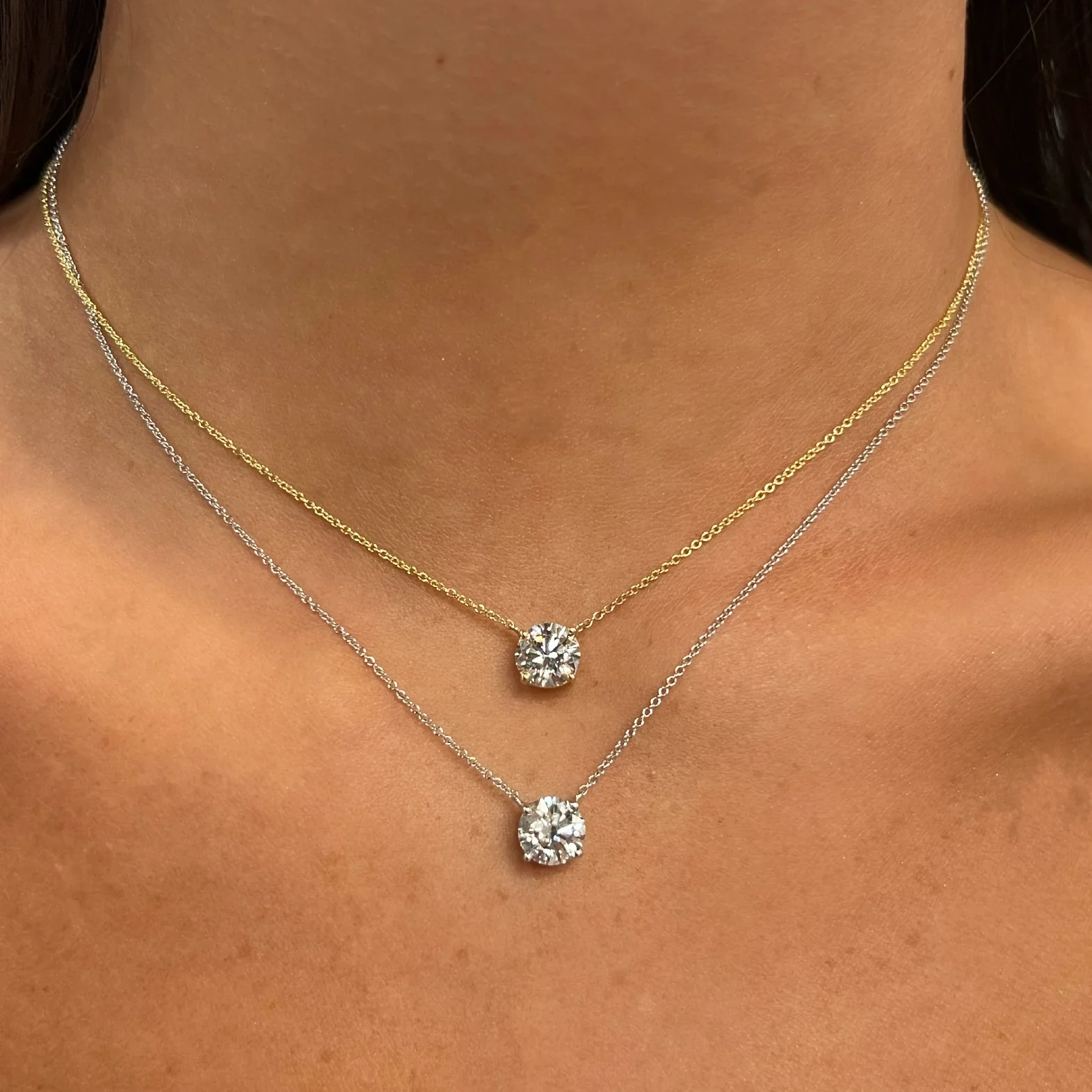 14K GOLD 1.50 CT LAB GROWN DIAMOND ROUND BRILLIANT NECKLACE - Image 2