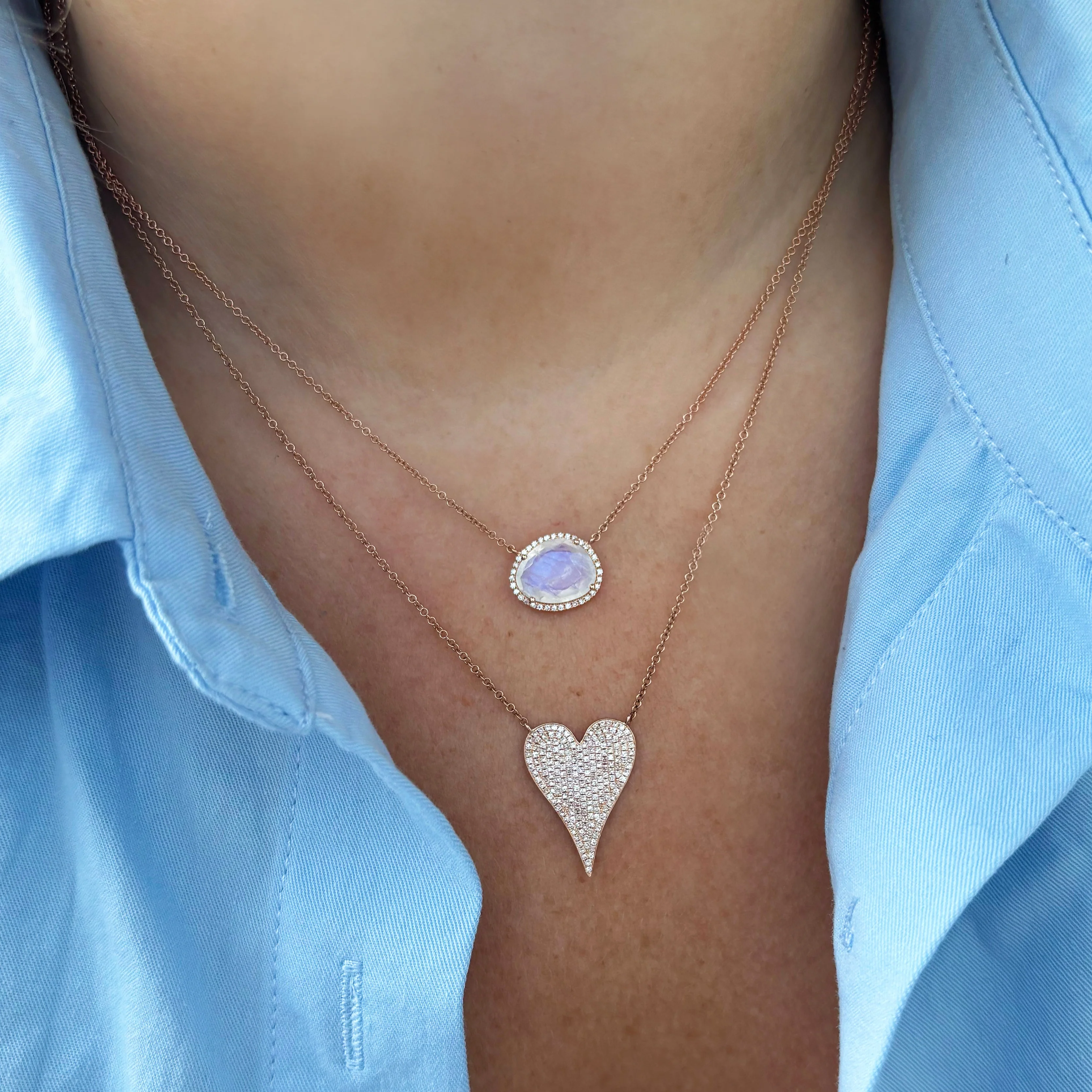 14K GOLD DIAMOND AND MOONSTONE CARA NECKLACE - Image 4