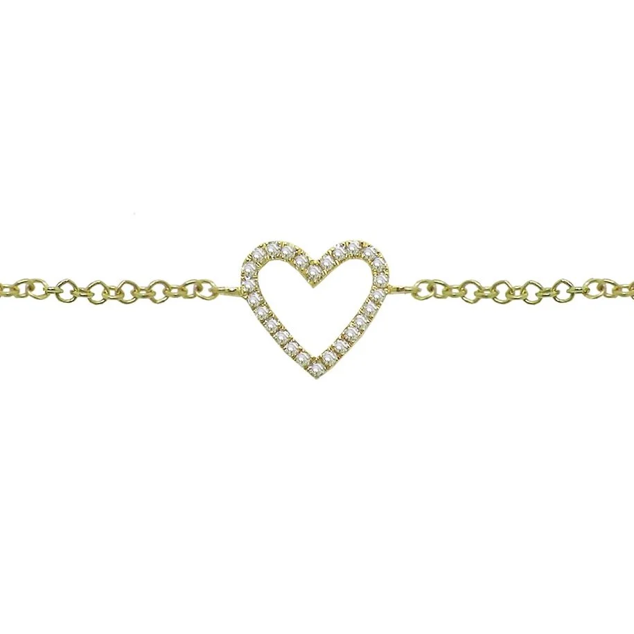 14K GOLD DIAMOND OPEN HEART BRACELET - Image 3