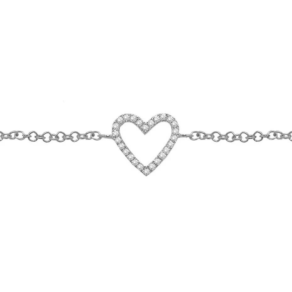 14K GOLD DIAMOND OPEN HEART BRACELET - Image 5
