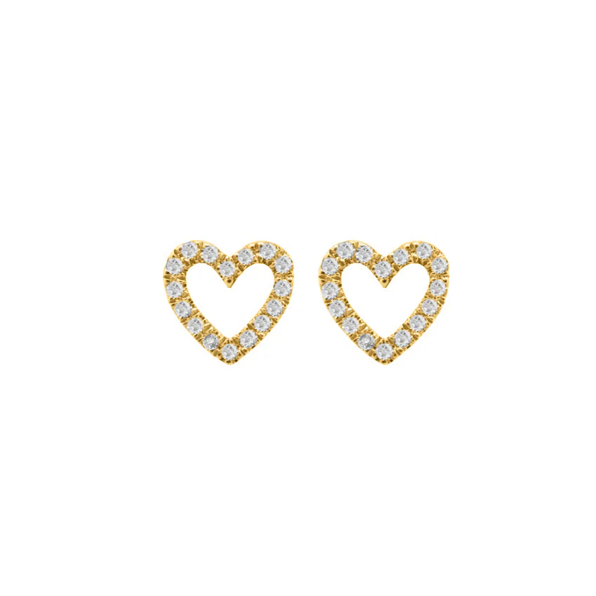 14K GOLD DIAMOND OPEN HEART STUDS - Image 3