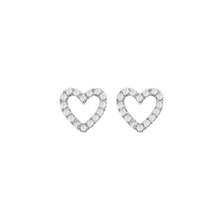 14K GOLD DIAMOND OPEN HEART STUDS - Image 4