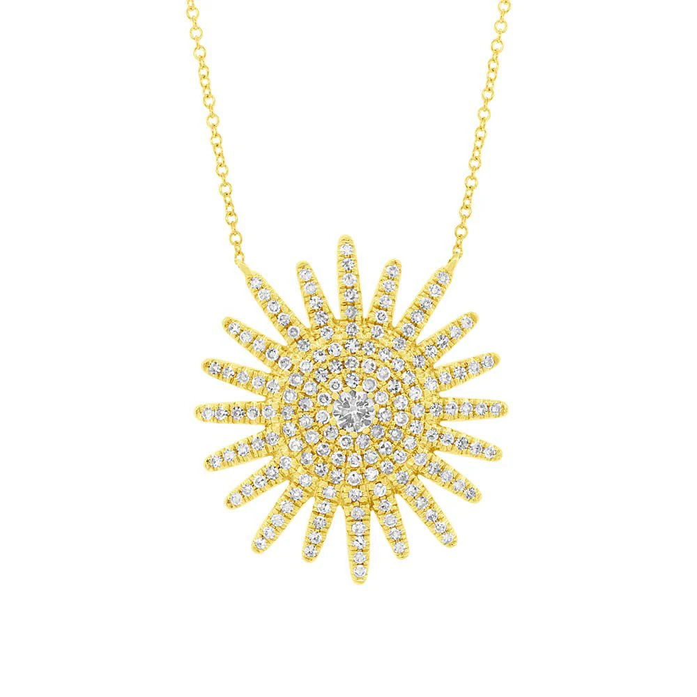 14K GOLD DIAMOND SUNBURST NECKLACE - Image 3