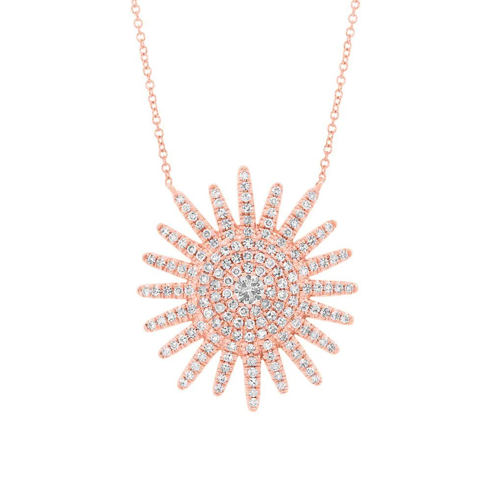 14K GOLD DIAMOND SUNBURST NECKLACE - Image 4
